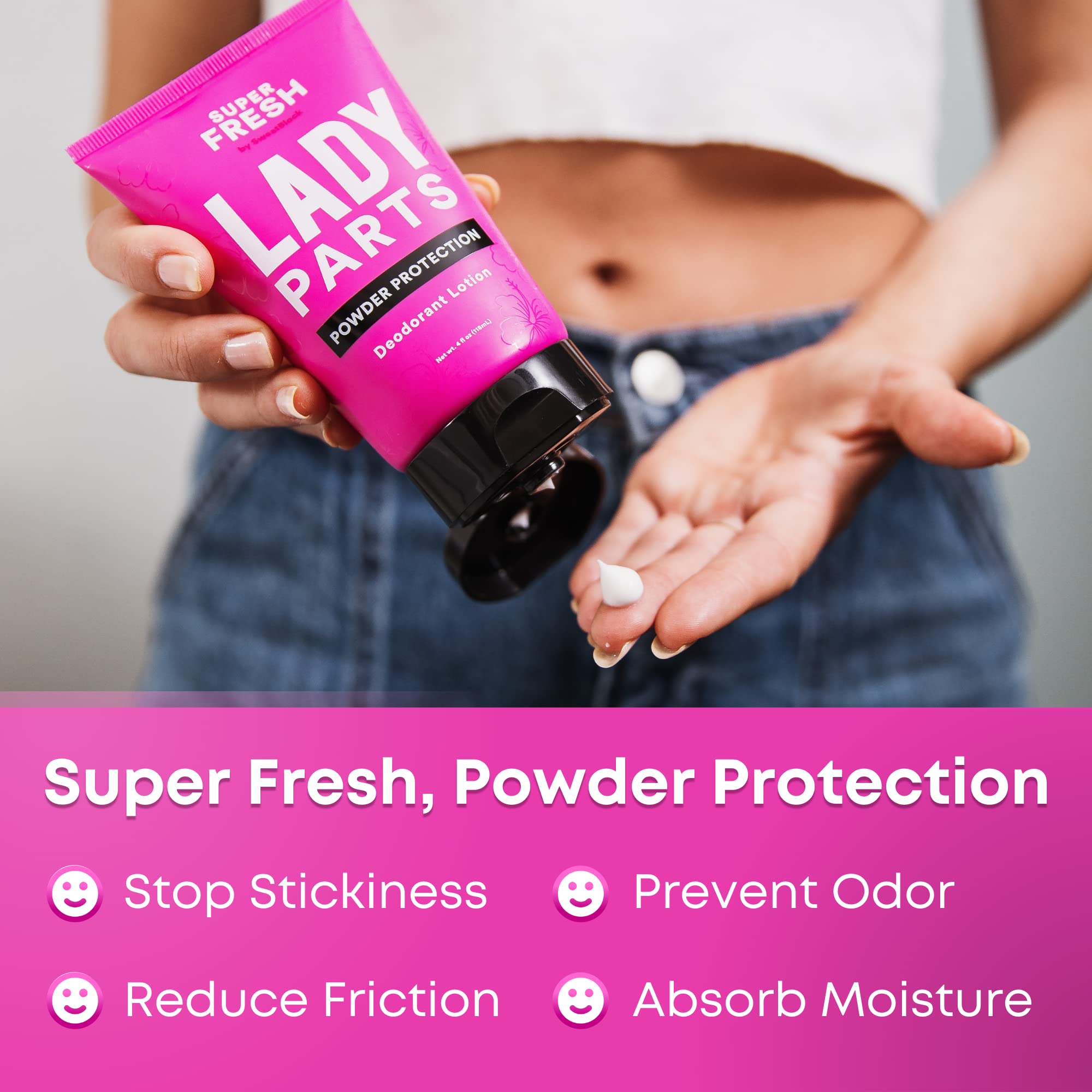 Super Fresh Lady Parts Feminine Hygiene Deodorant Lotion For Breasts, Private Parts, Crotch & Inner Thigh To Stop Odor & Frictio