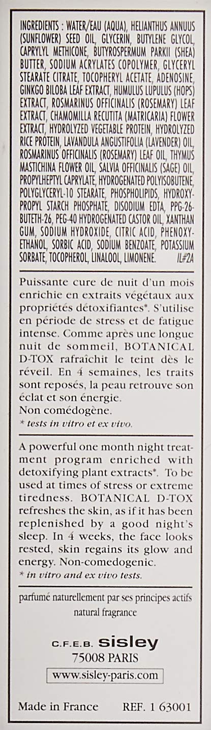 Sisley Paris Botanical D-Tox Detoxifying Night Treatment, 105 Fluid Ounce