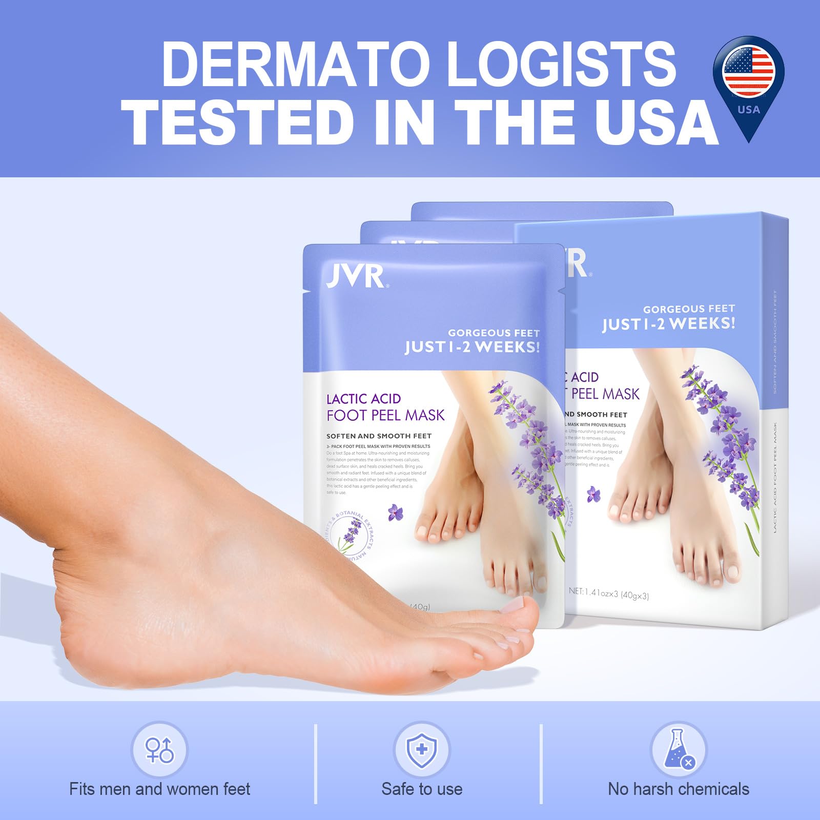 Foot Peel Mask - 3 Pairs - Exfoliating Peeling Callus Remover, Repairs Cracked Heels & Dead, Dry Skin, for Smoother and Softer F