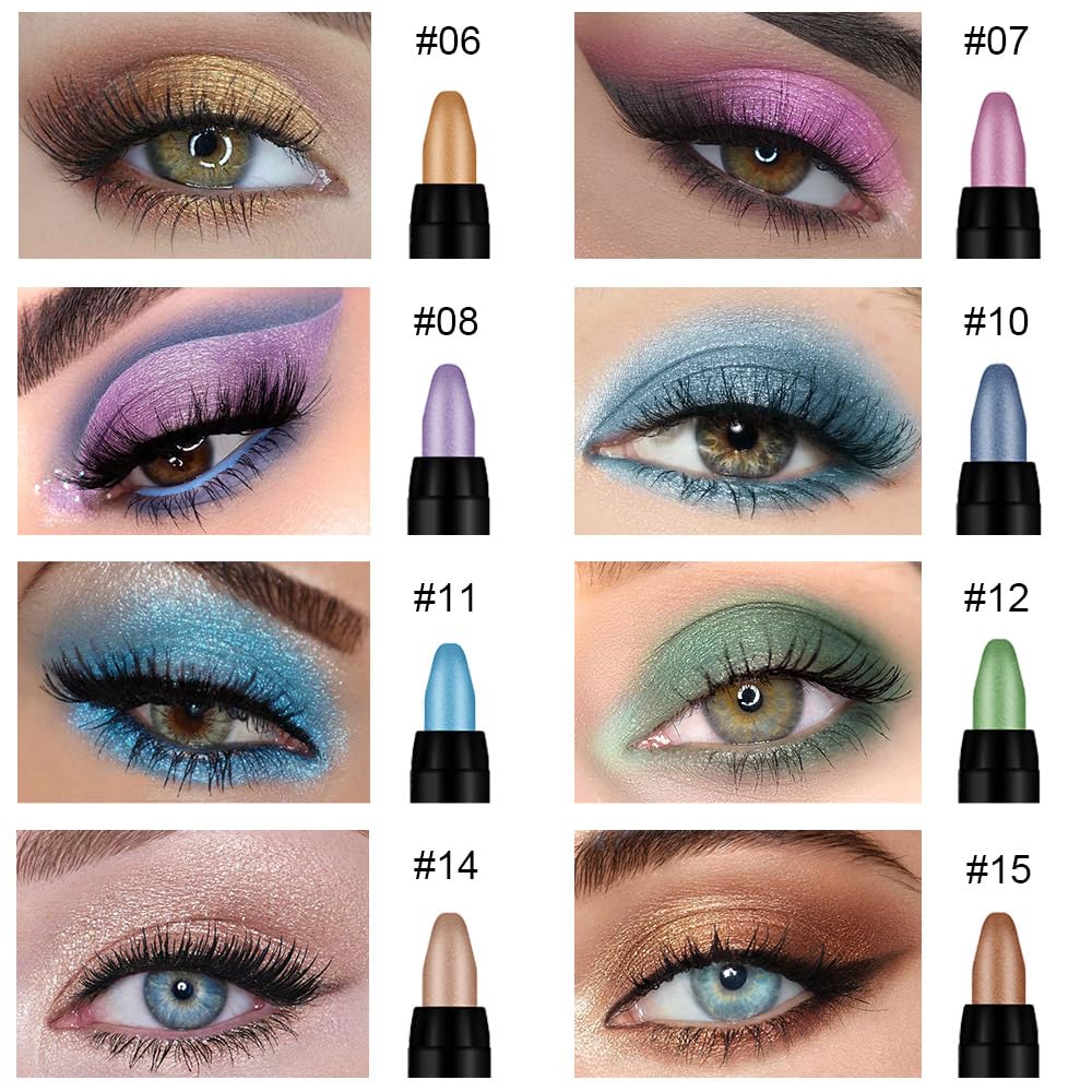 Amy'S Diary Eyeshadow Pencil Cream Stick 8 Pcs Set, Eye Eyeshadow Waterproof Pearl White Black Grey Silver Shimmer Metallic Eyes