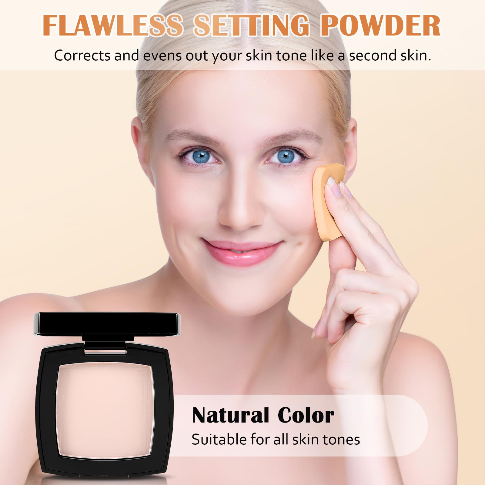 Apooliy Setting Powder, Oil Control Pressed Powder, Long-Lasting Matte Face Powder Pore Minimization, Flawless Finishing Powder