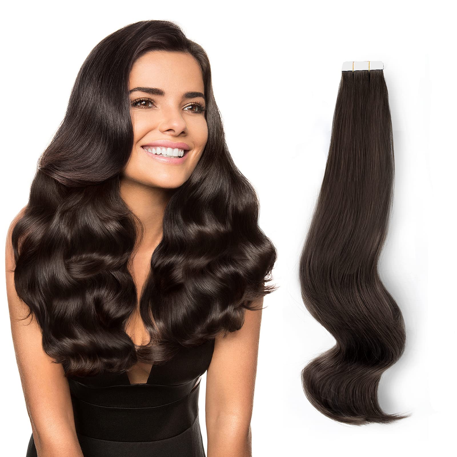 Abh Amazingbeauty Hair Hair Semi-Permanent Tape Attached Real Remi/Remy Human Tape In Hair Extension 50G/20Pcs Invisible Seamles