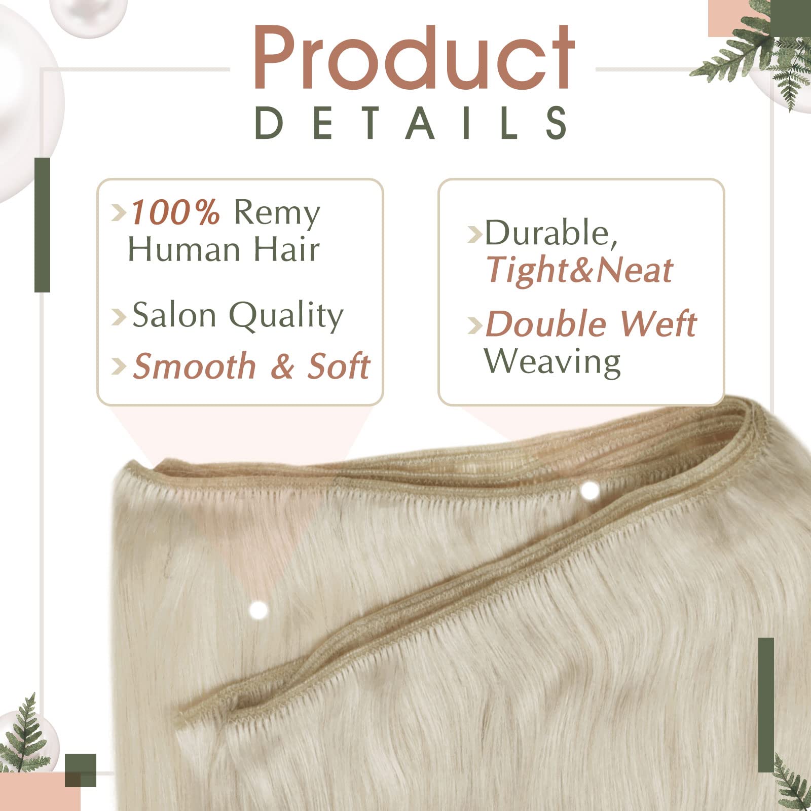 RUNATURE Blonde Hair Weft Extensions Long Weft Hair Extensions Human Hair Full Ends Straight Sew in Weft Human Hair Extensions S