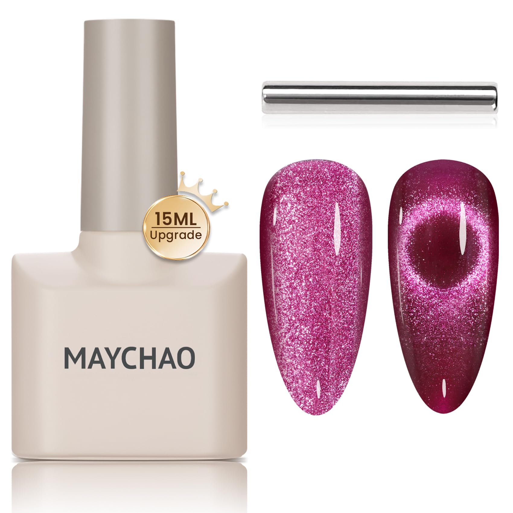 Maychao 15Ml Cat Eye Gel Nail Polish 1Pc Plum Gel Polish With Magnet Soak Off Holographic Magnetic Nail Polish For Nail Art Mani