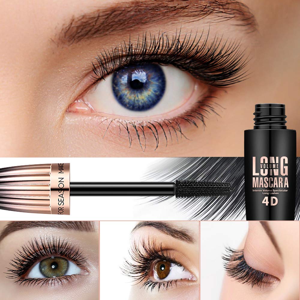 4D Silk Fiber Lash Mascara, Waterproof Long Lasting Mascara Black Volume And Length Natural, Exquisitely Full, Lengthening Thick