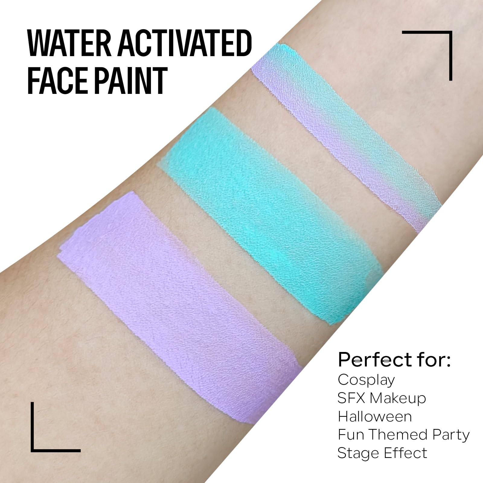 FREEORR Purple Cyan Face Body Paint Makeup Foundation 30 g, Water Activated Cream to Powder Face Body Paint Makeup for Halloween