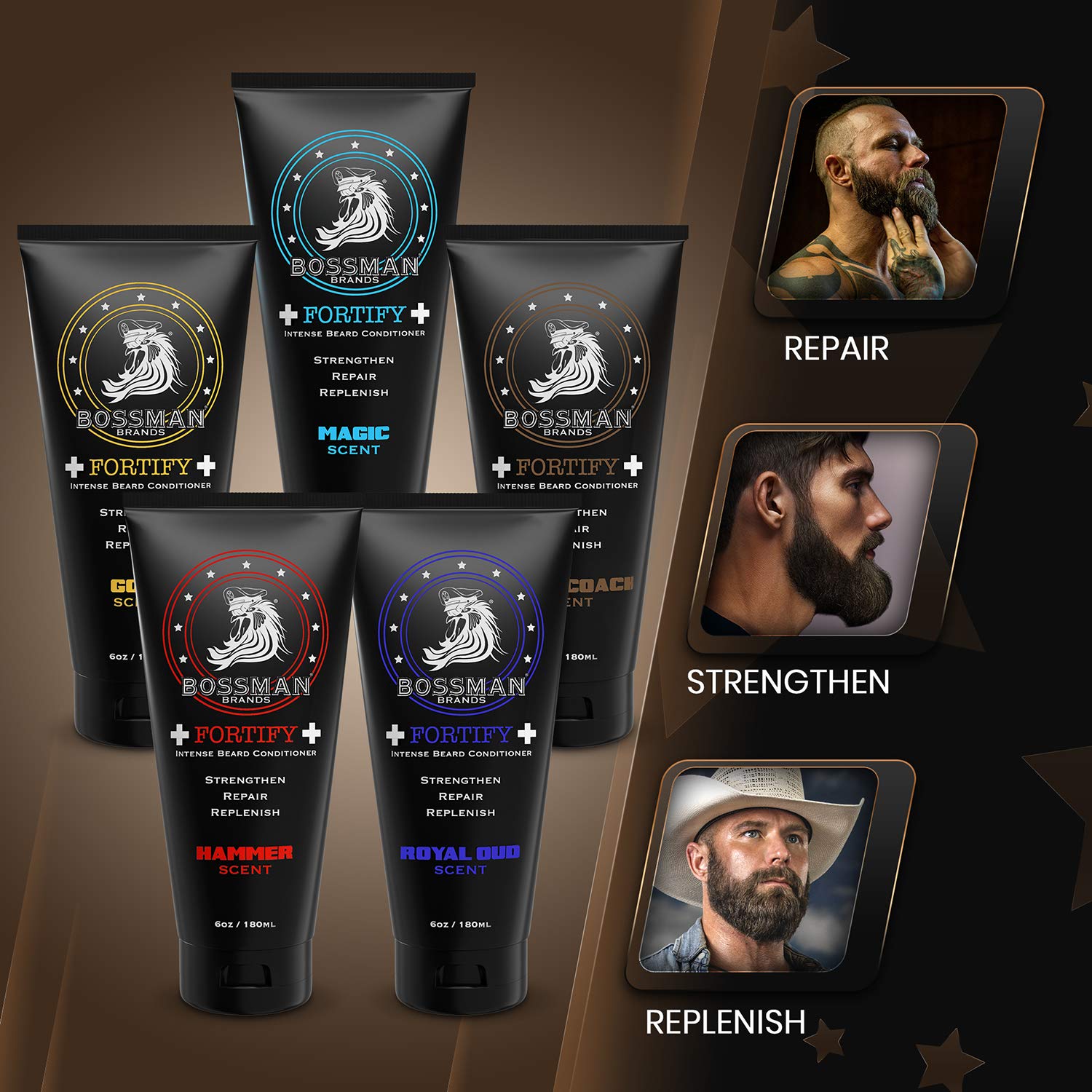 Bossman Beard Conditioner Variety Pack - Softener And Moisturizer Beard Grooming Care Kit For Men - Beard Cream And Lotion - Mad