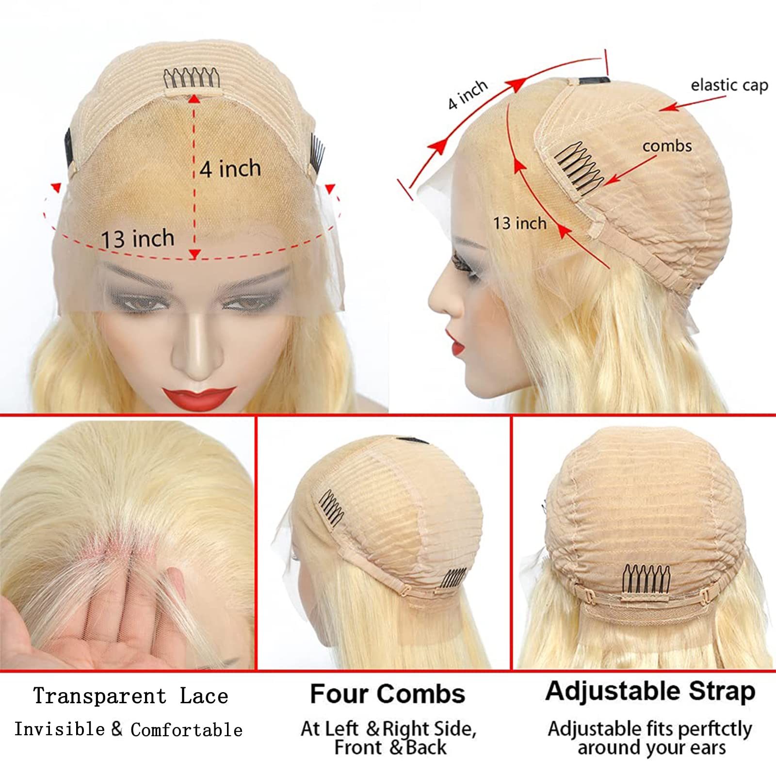 Mydiva 613 Blonde 13x4 Lace Front Wig Human Hair Pre Plucked Brazilian Straight 613 Blonde Human Hair Wigs for Women 150% Densit