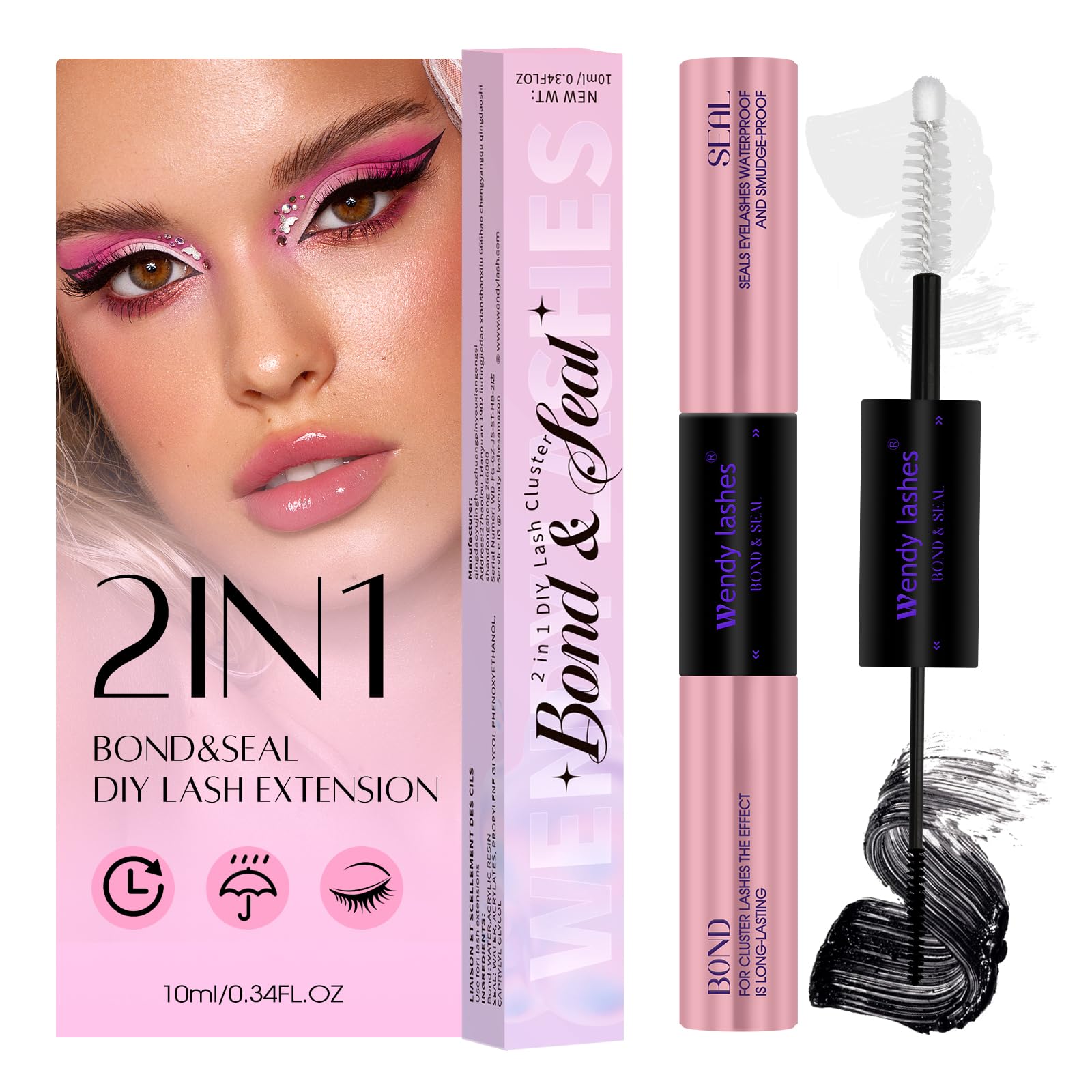 Lash Bond And Seal Waterproof Cluster Lash Glue For Eyelash Extensions Strong Hold 72 Hours High Adhesive Gentle Non-Irritating