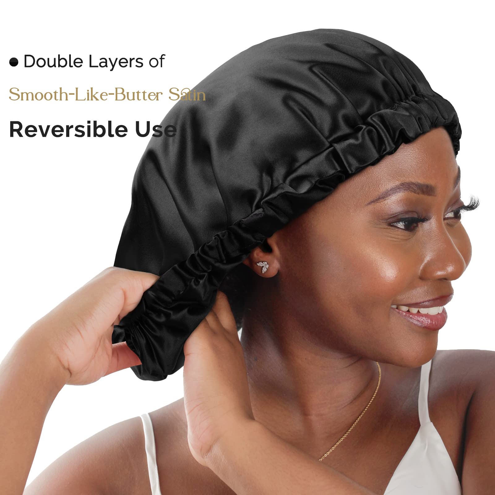 YANIBEST Adjustable Satin Bonnet Double Layer Hair Bonnet for Sleeping Bonnets for Women Hats Curly Natural Hair, Bold Cheetah