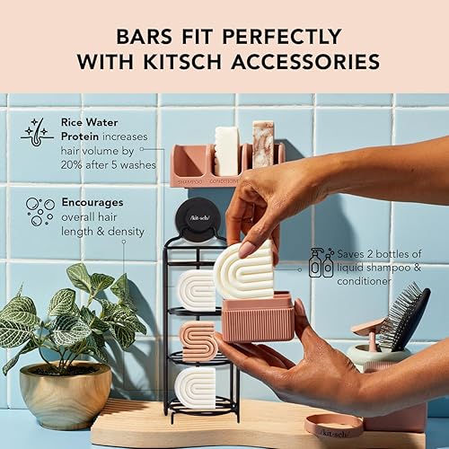 Kitsch Rice Bar Shampoo And Conditioner Bar For Hair Growth  Made In Us  Holiday Gift  Rice Shampoo Bar & Conditioner Bar For St