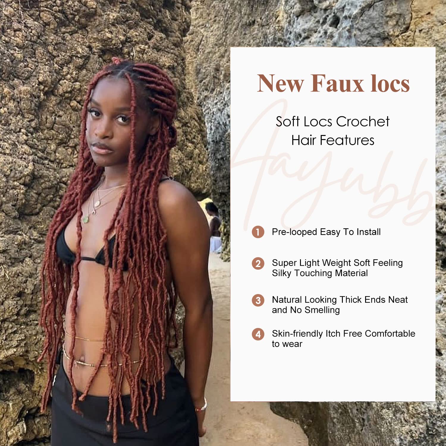 32 Inch Faux Locs Crochet Hair 7 Pcs Ginger Soft Locs Goddess Hair Locs Extensions