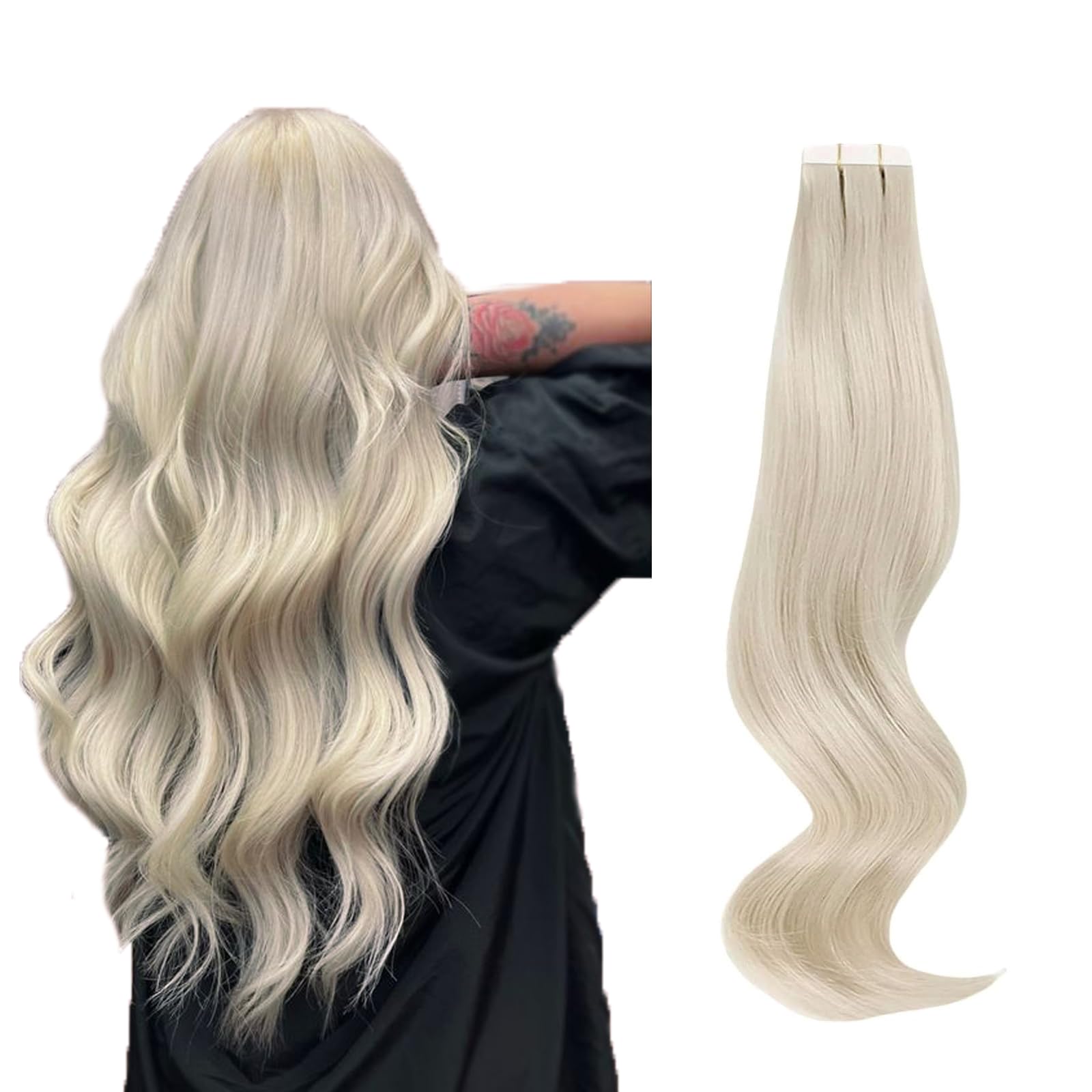 Abh Amazingbeauty Hair 20 Inch Tape In Hair Extensions Silky Straight Tape In Remy Human Hair 50 Grams Color 1000 Blonde Skin We