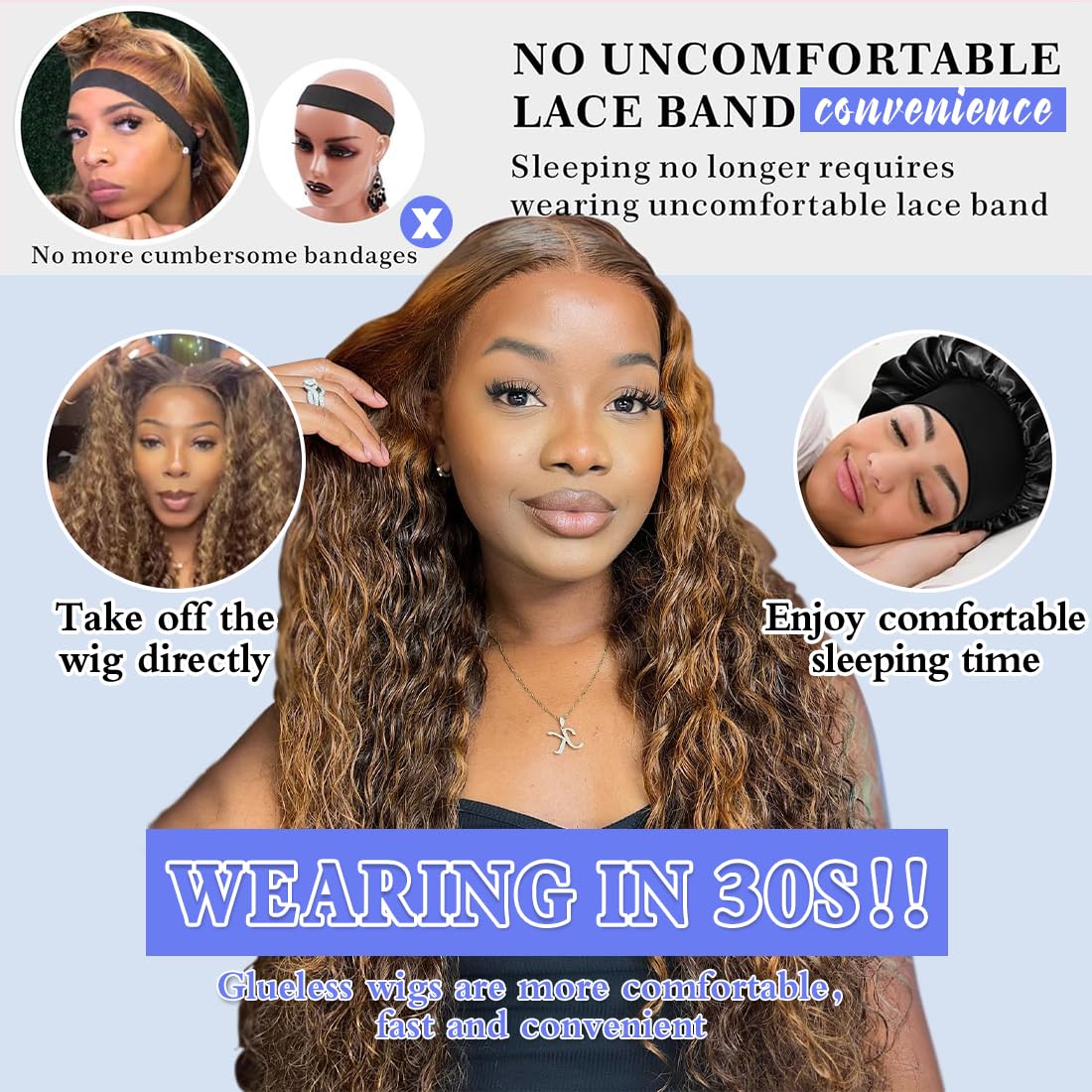 4Girl4Ever Highlight Glueless Wigs Human Hair Pre Plucked Pre Cut 6X4 Honey Blonde Deep Wave Lace Closure Wear And Go Glueless W