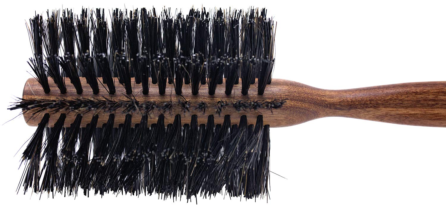 SPORNETTE Italian Boar Bristle Round Hair Brush - Large 3 Inch for Blow Drying & Styling - Brown, Model 855, Ideal for Medium to Long Hair