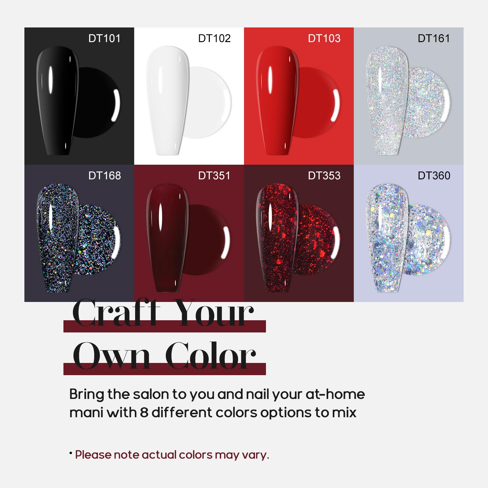 Meet Across Gel Nail Polish Set, 8Pcs Red White Black Gel Nail Polish Kit, Soak Off Uv/Led Nail Polish Nail Art Design Salon Hom