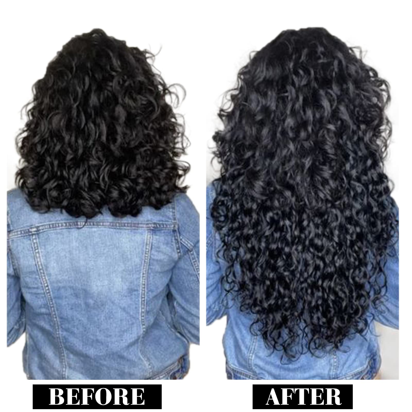 Hetto Clip in Black Curly Hair Extensions Human Hair #1 Jet Black Clip in Hair Extensions Remy Human Hair Natural Wavy Clip on R