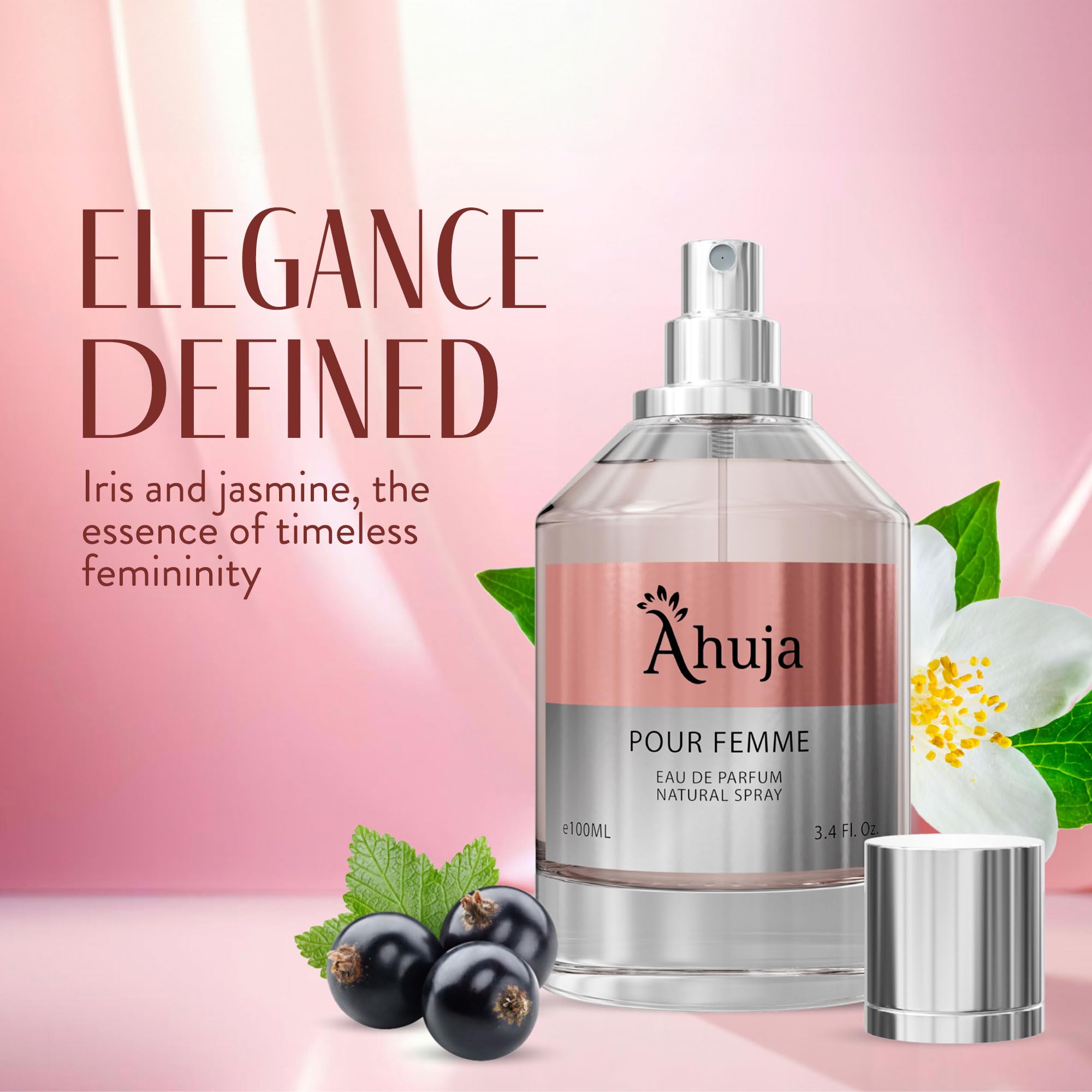 AHUJA Pour Femme Eau De Parfum 3.4oz - EDP Perfume for Women, Mom Perfume, Spray for Her Perfume, Great Gift Luxury Scent for He