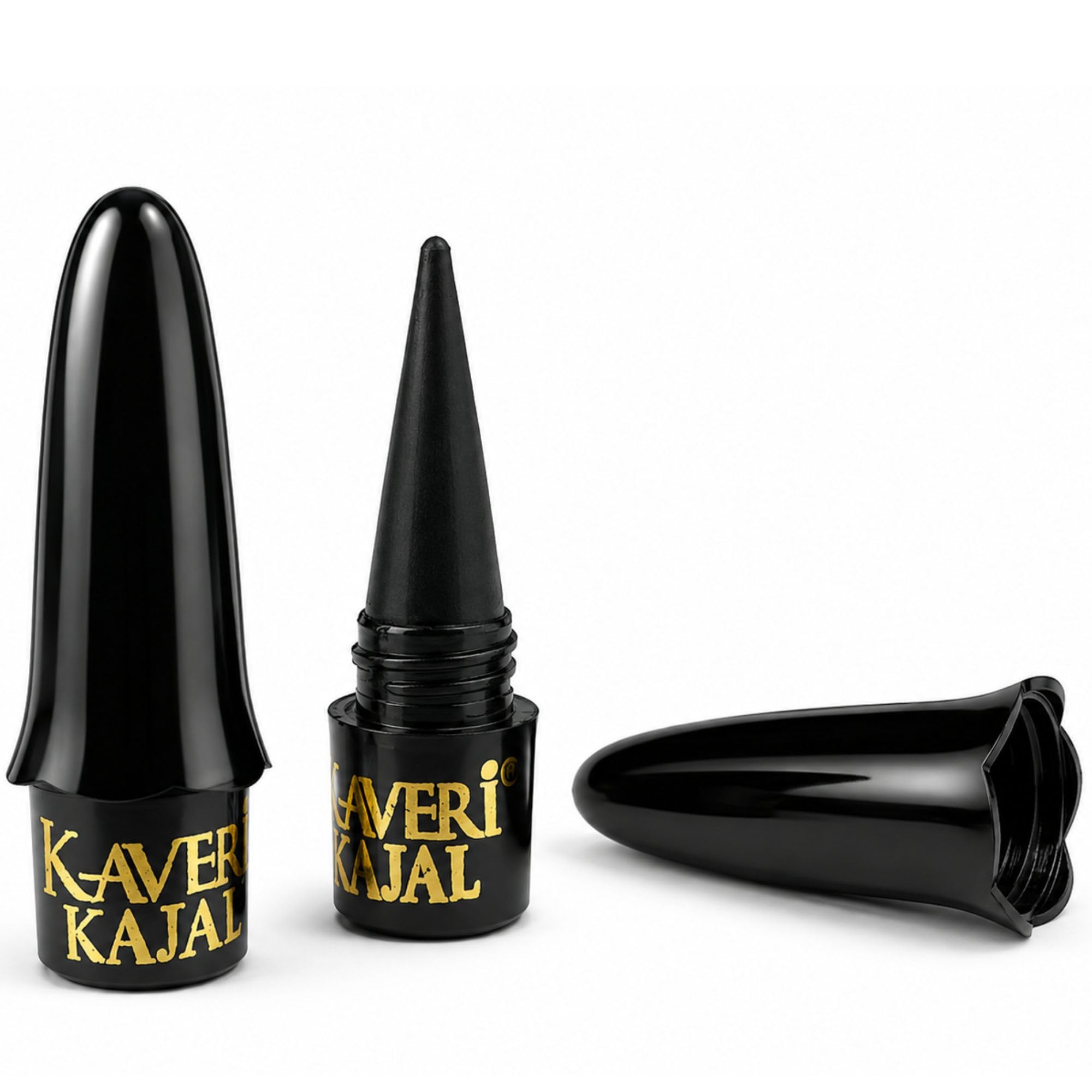 Kaveri Black Kajal | SmudgeProof LongLasting Eye Kohl | Herbal Formula For Sensitive Eyes | Vegan ChemicalFree | (Pack Of 2) 