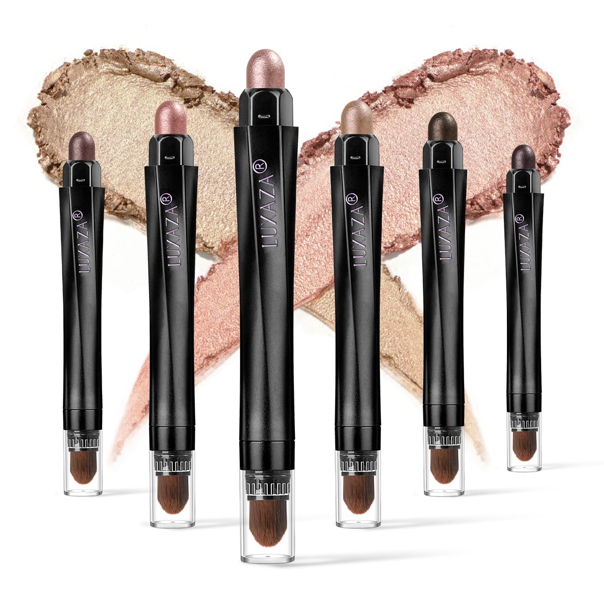 LUXAZA 6PCS Cream Eyeshadow Stick Makeup Sets, Metallic And Matte Shimmer Eye Shadow Eye Brightener Stick Pencil Crayon, B06-Pin