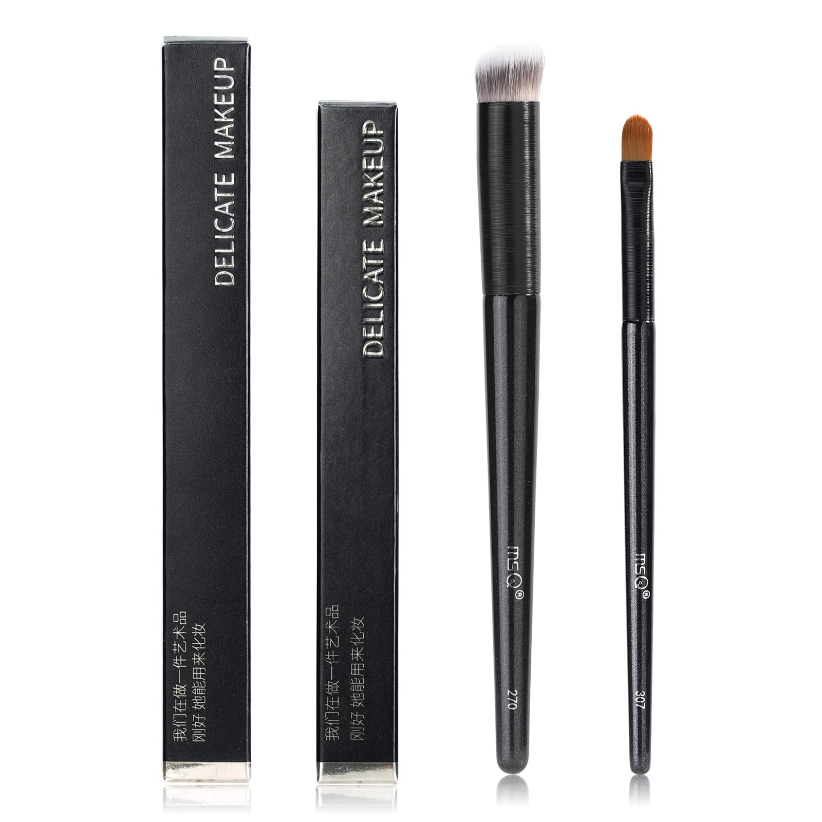 Msq 2Pcs Concealer Brush Angled Top Concealer Makeup Brush Under Eye Mini Angled Brush Nose Contour Brush Small Makeup Foundatio