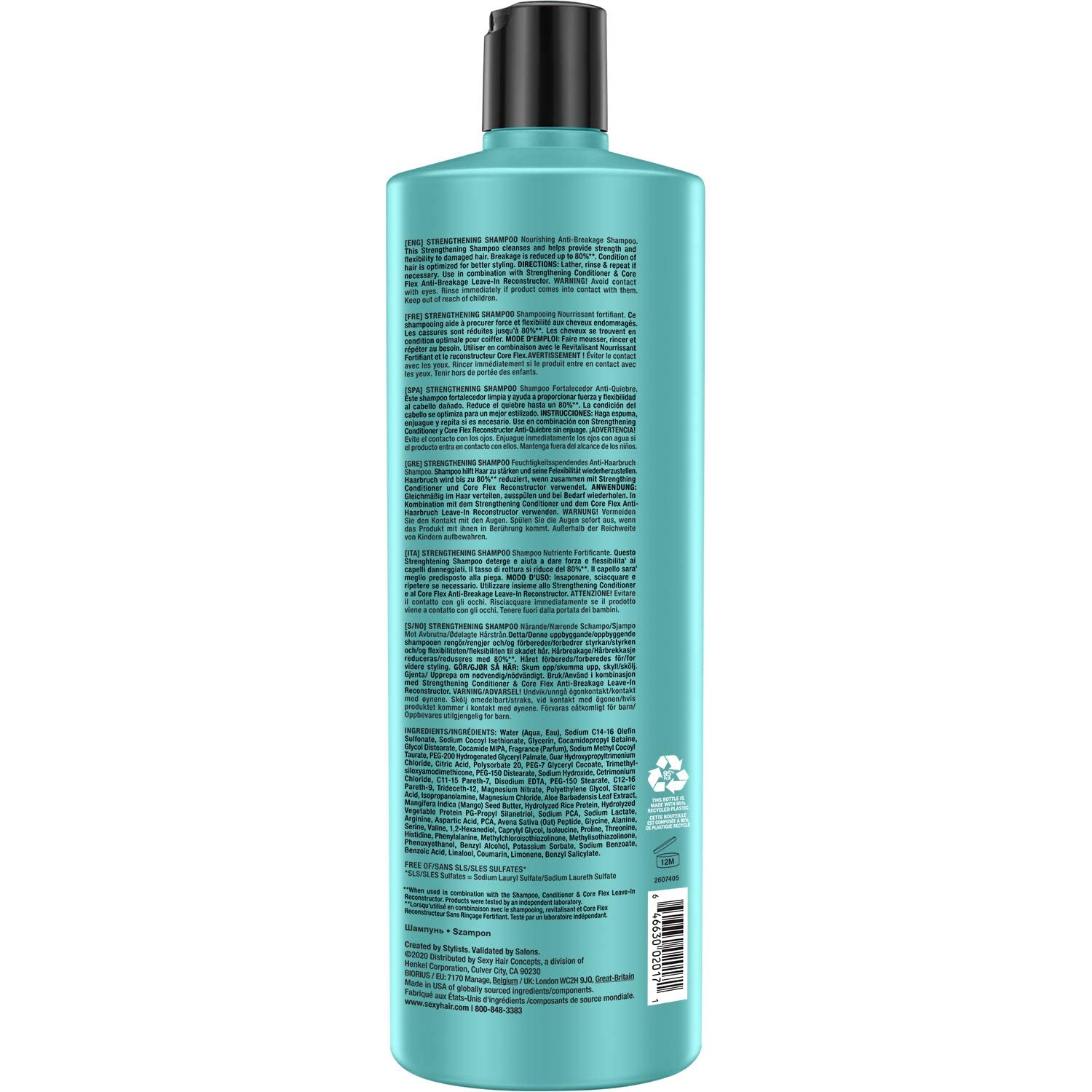 Sexyhair Healthy Strengthening Anti-Breakage Shampoo, 33.8 Oz | Helps Provide Stength And Flexibility To Damaged Hair | Sls And