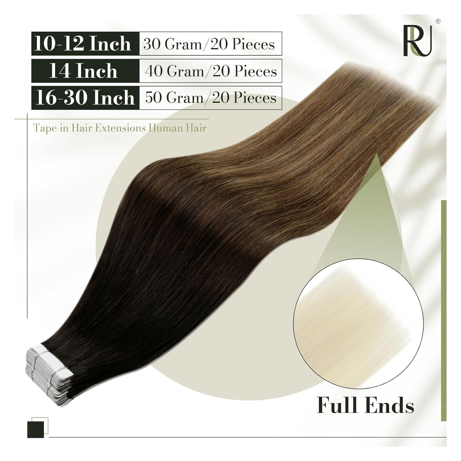 Runature 20 Inch Tape In Human Hair Extensions Ombre Black Tape In Hair Extensions Human Hair Balayage Black Rooted To Brown Mix