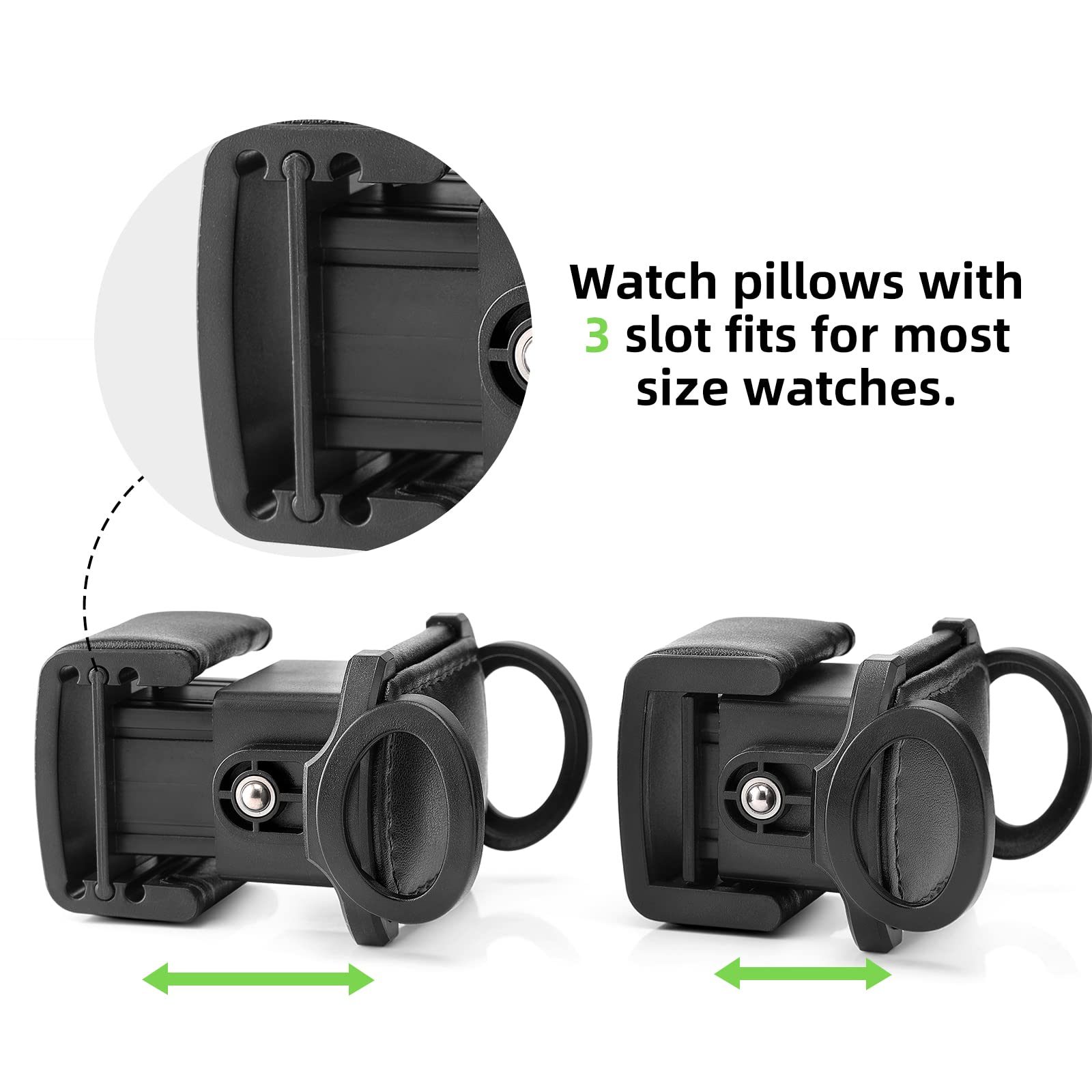 Vlando Double Watch Winder - Automatic Suede Box with Jewelry Organizer, Adjustable Pillows, LED Light, Black, Model VJ-23038-BK+GY-02