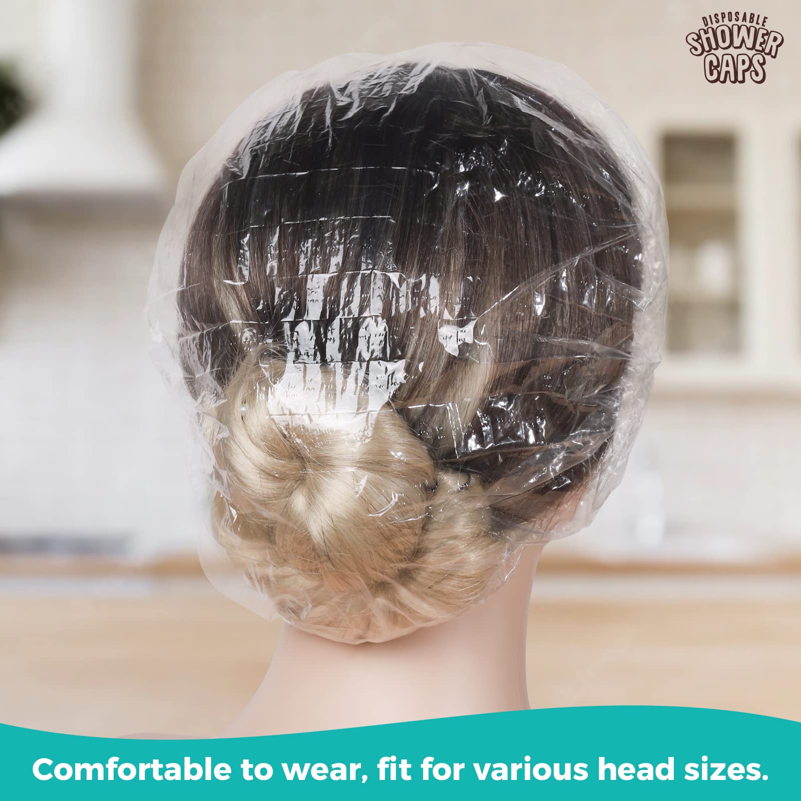 Leobro Disposable Shower Caps, Shower Cap, 60Pcs Shower Caps For Women Disposable, Clear Plastic Shower Caps Disposable, Plastic