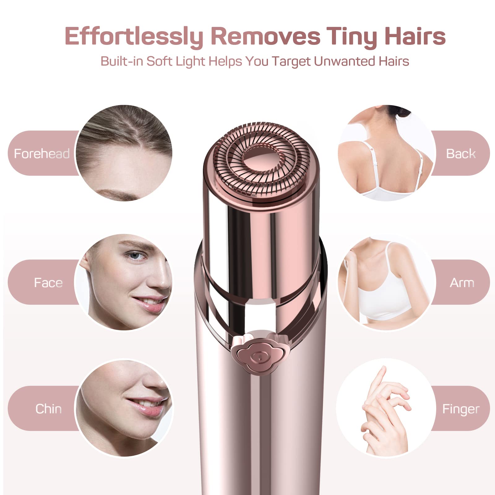 Facial Hair Removal For Women, Rechargeable Painless Facial Hair Remover For Face, Lip, Chin With A Velvet Bag