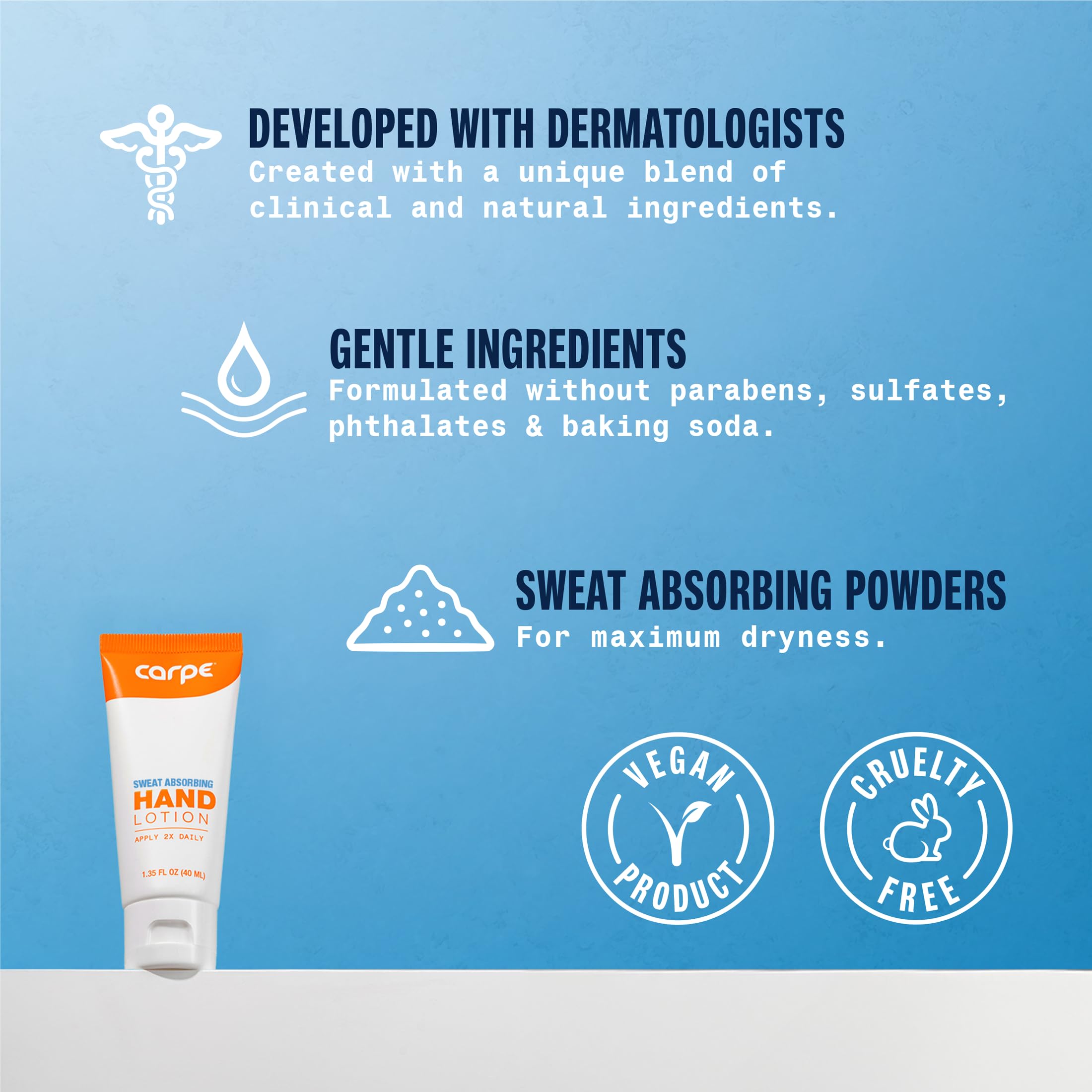 Carpe Antiperspirant Hand Lotion (Pack Of 3), A Dermatologist-Recommended Smooth Lotion That Helps Stop Hand Sweat, Great For Hy