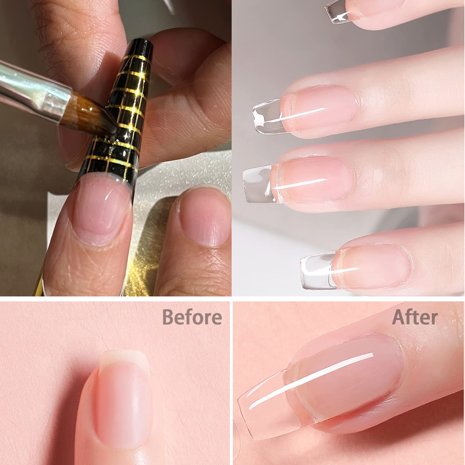 Builder Gel Lofuanna 56g LED/UV Clear Builder/Hard Gel For Nails Self-Leveling Formula Builder Gel with Nail Art Brush Nail File