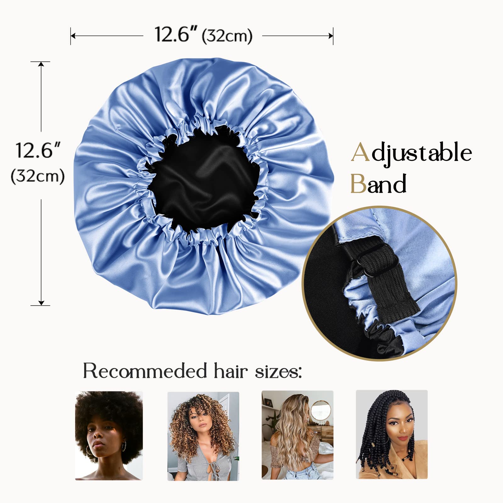 YANIBEST Satin Bonnet Silk Bonnet Adjustable Hair Bonnet for Sleeping Hair Bonnets for Women Curly Natural Hair