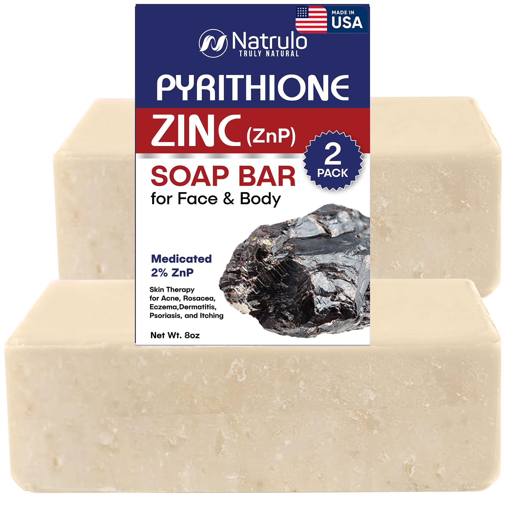 Herblov Pyrithione Zinc Soap Bar for Face & Body, 4oz | Cleanser for Acne, Rosacea, Eczema, Dermatitis, Psoriasis, Itching | Cle