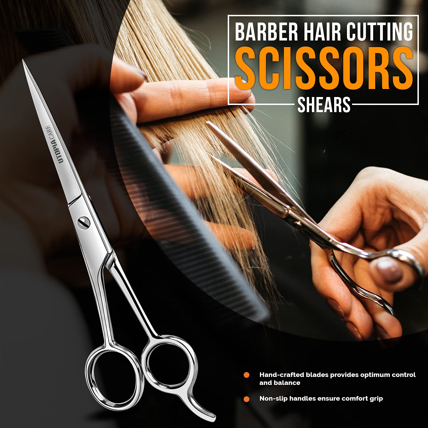 Utopia Care Hair Cutting and Hairdressing Scissors 7.5 Inch, Premium Stainless Steel shears with smooth Razor & Sharp Edge Blade