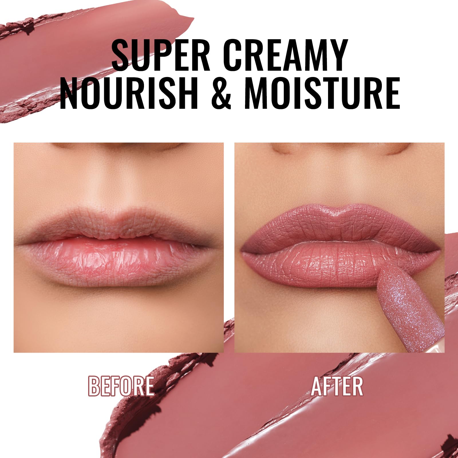 Oulac Moisturizing Pink Lipstick for Women - Tinted Lip Balm with Sparkle, Lightweight Lip Makeup, Mirror Design, Vegan & Gluten
