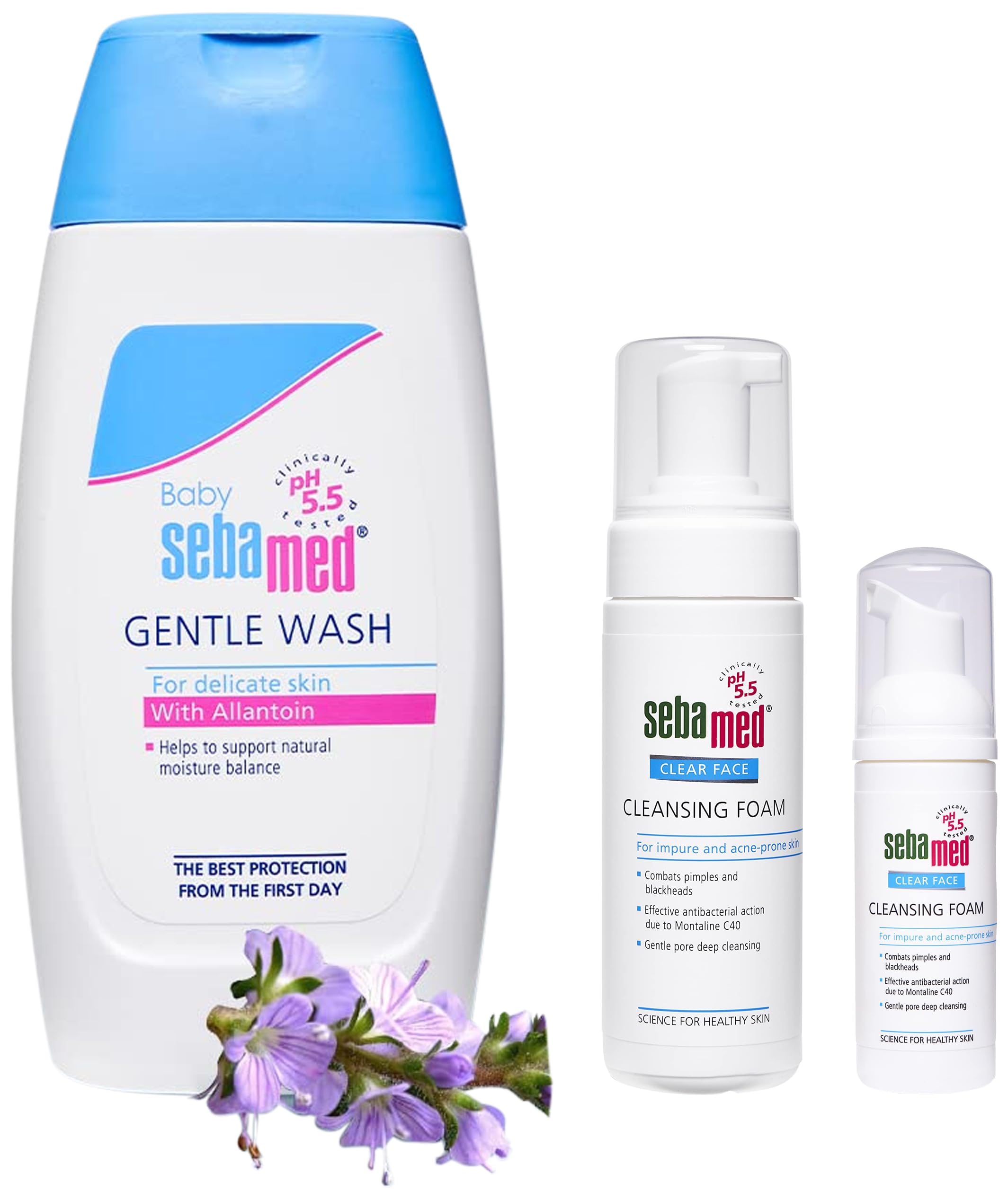 Sebamed Clear Face Cleansing Foam, 150Ml&Baby Sebamed Gentle Wash&Sebamed Clear Face Foam, 50Ml