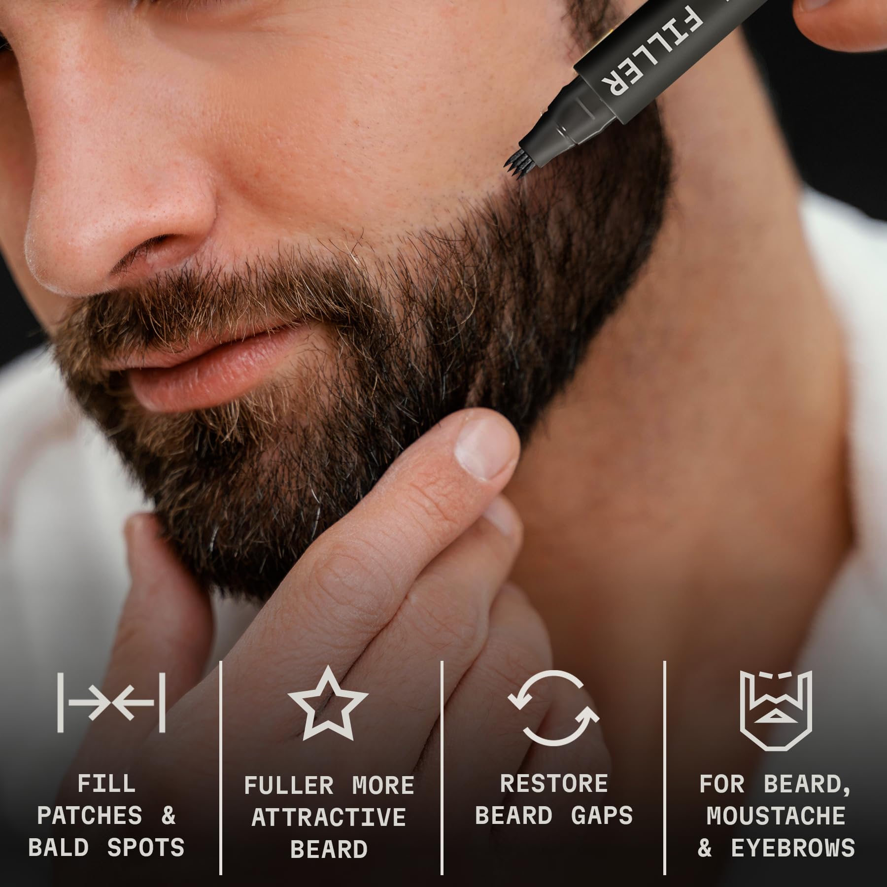 2 Pack Beard Filling Kit With 4 Tips - Long Lasting Waterproof Pencil And Brush, Shape & Define Your Beard - Striking Viking (Me