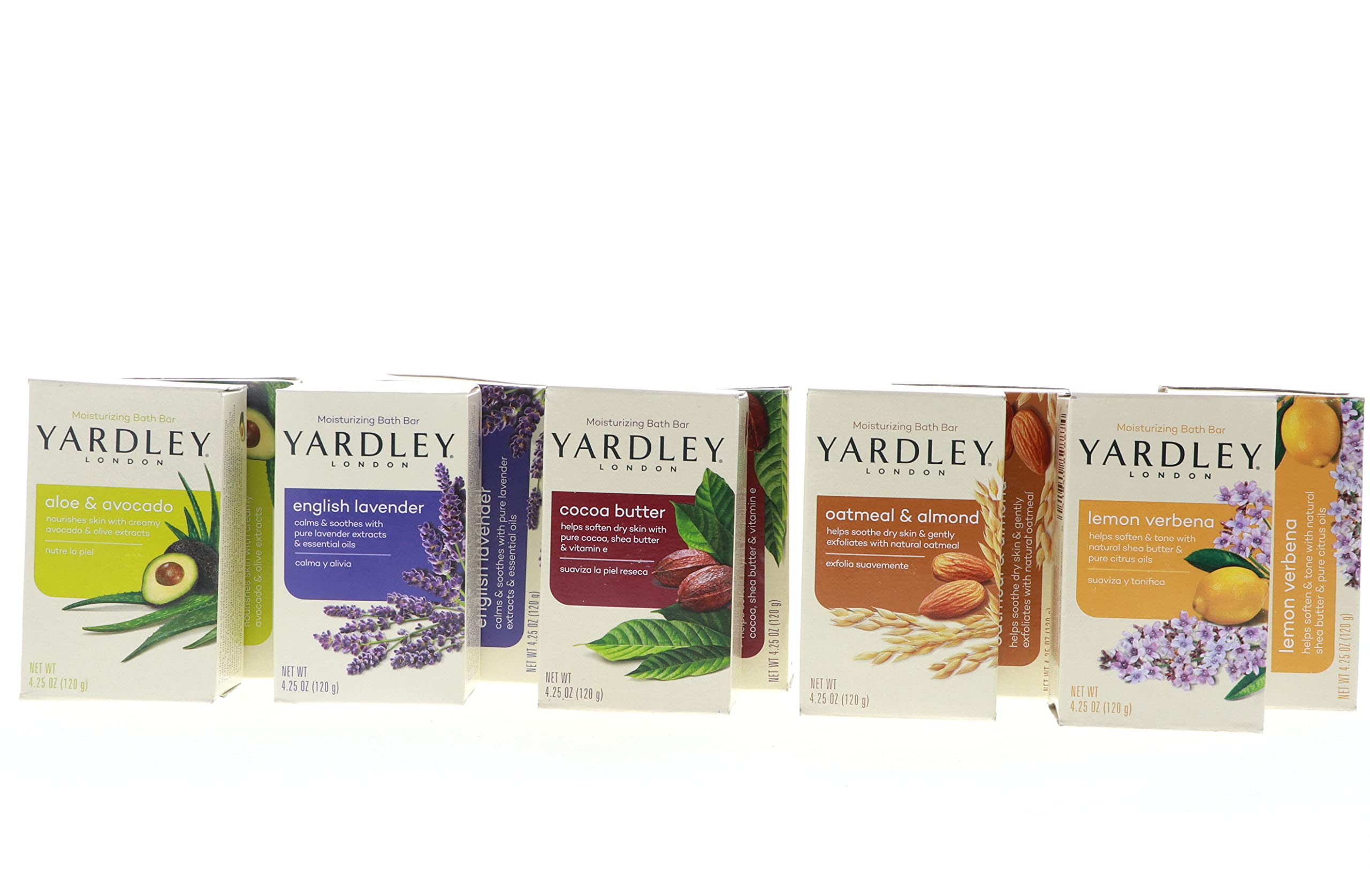 Yardley London Soap Bath Bar Bundle - 10 Bars: English Lavender, Oatmeal And Almond, Aloe And Avocado, Cocoa Butter, Lemon Verbe