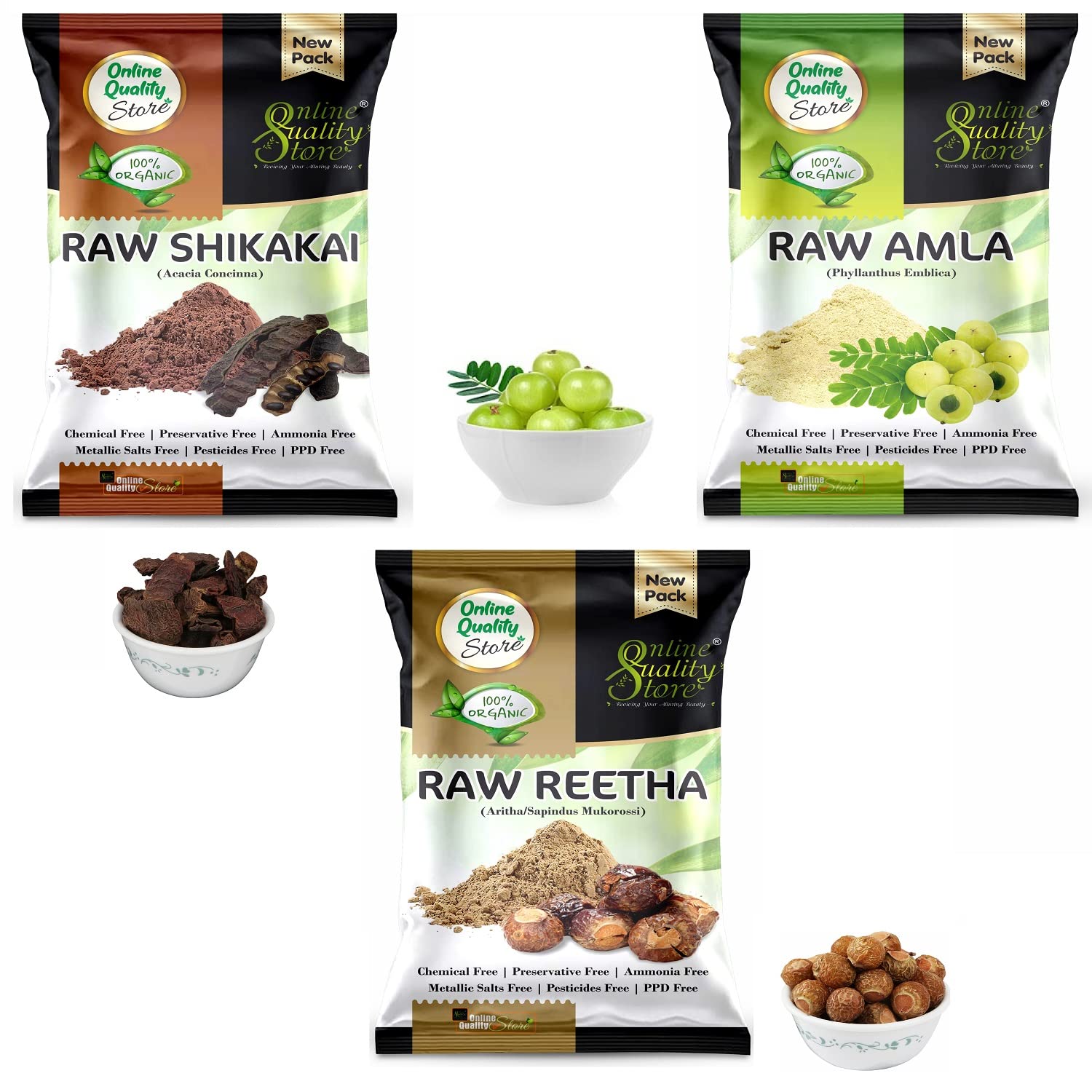 Online Quality Store Reetha Amla Shikakai Combo Raw Form |Raw Reetha For Hair |Aritha|Reetha|Ritha|Soapnuts (Sapindus Mukorossi)
