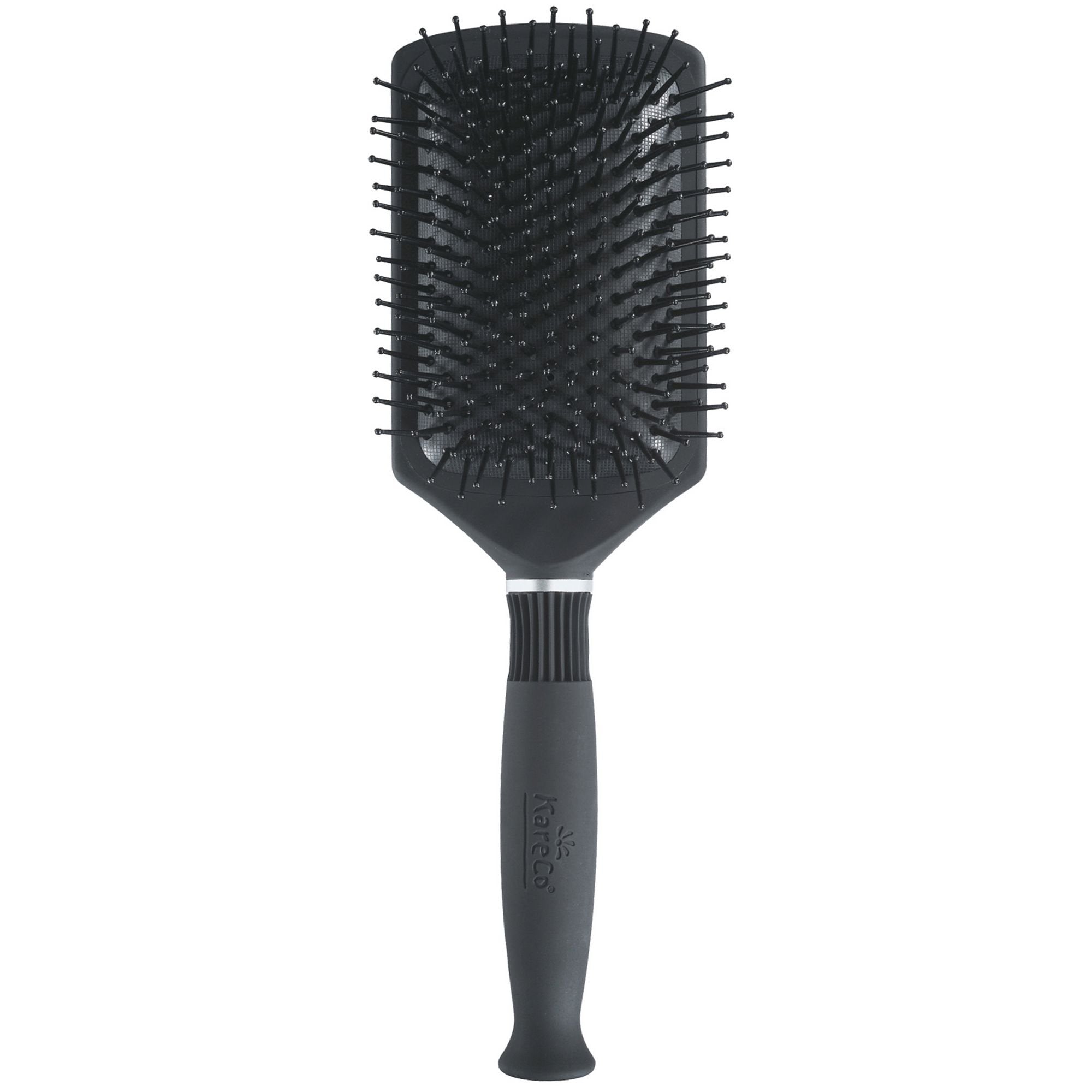 KareCo Large Paddle Brush: Cushioned Square Paddle Brush for Long or Wet Hair, Black Color