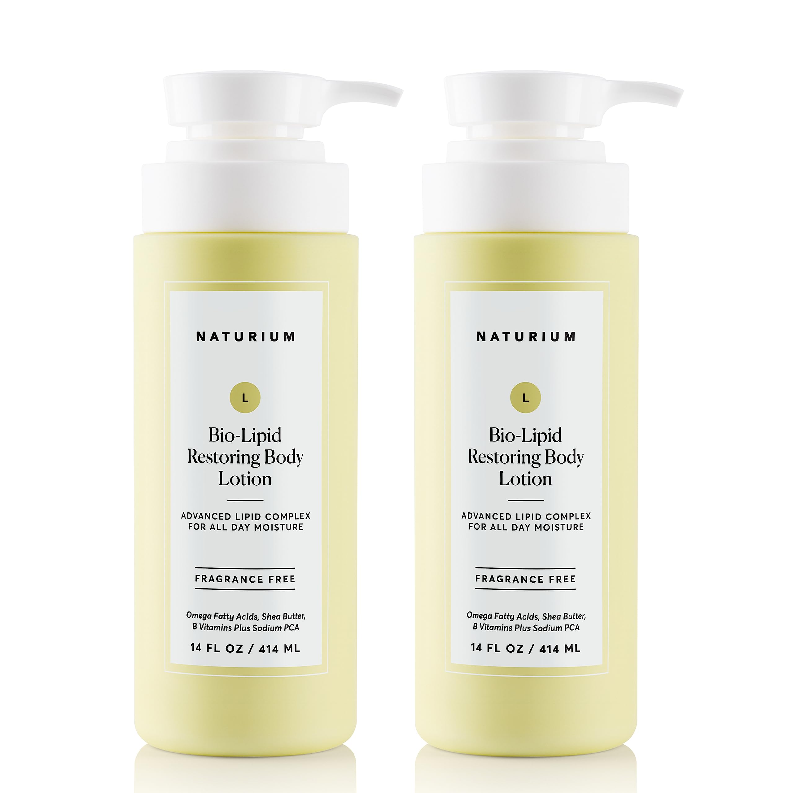 Naturium Bio-Lipid Restoring Moisturizing Body Lotion with Shea Butter, Fragrance Free, 14 oz (2-Pack)