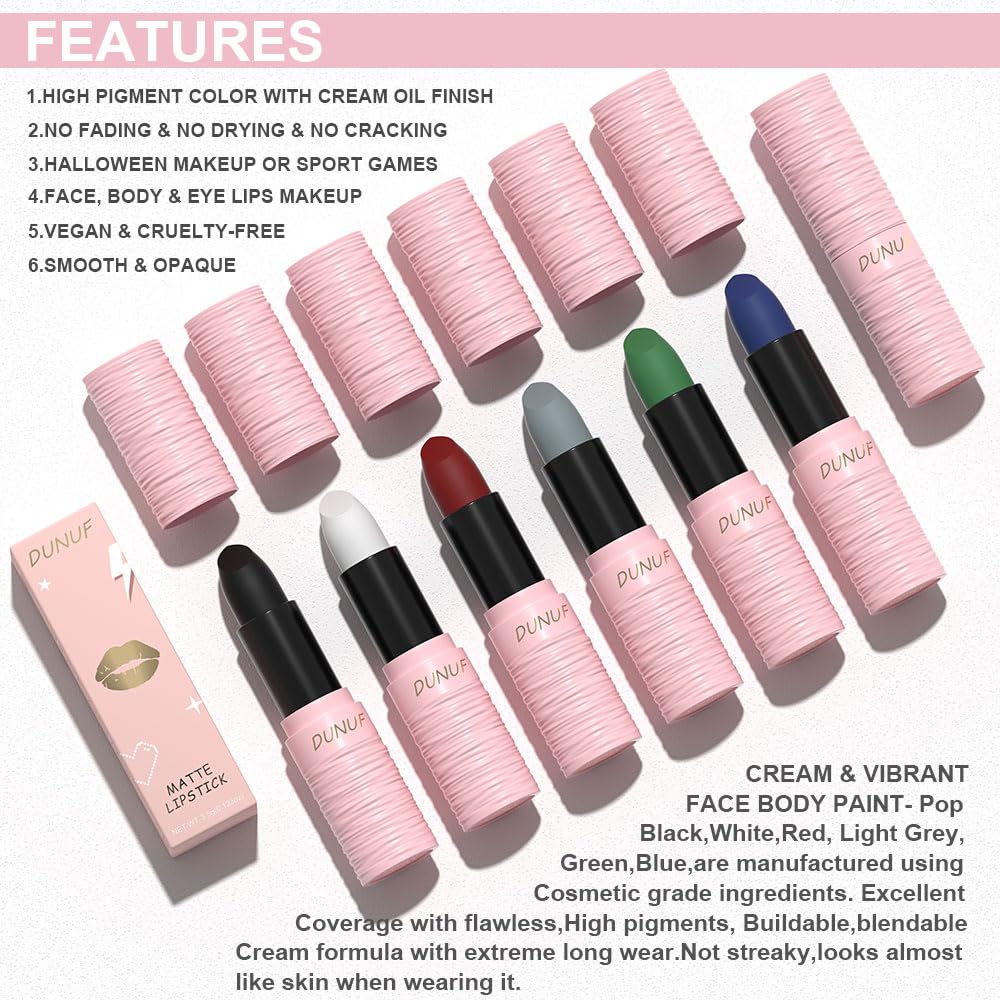 Beuking Matte Lipstick Festival Green Lip Tint Gloss Face Painting Stick Silky High Pigment Smooth Velvet Waterproof White Black
