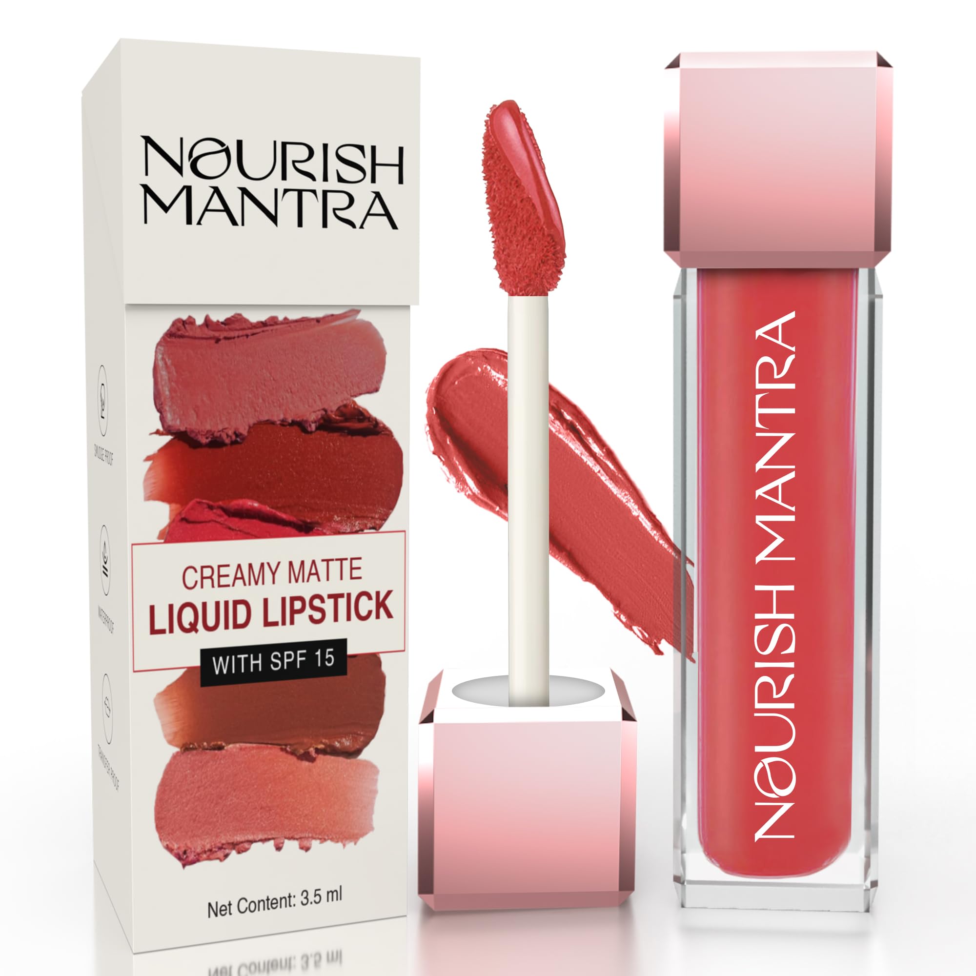Nourish Mantra Ishq Vala Red Lipstick (3.5Ml)/ Creamy Matte Liquid Lipstick With Spf/Water Proof/Smudge Proof/Transfer Proof/Lon