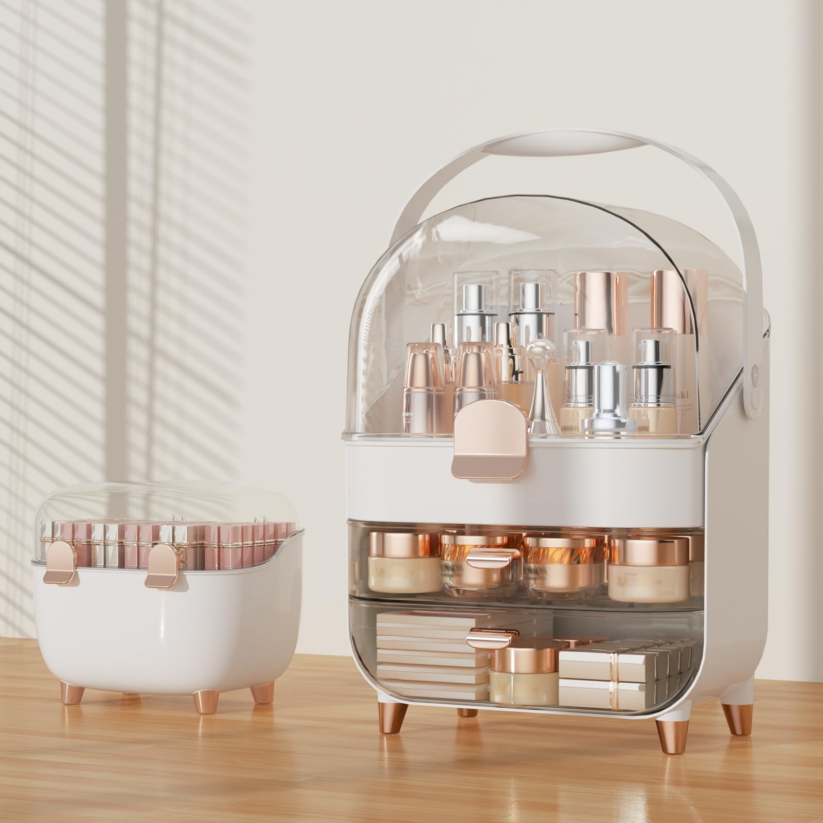 CLBDRESS Makeup Organizer, Skincare Organizer Bathroom Counter Organizer, Storage Box Cosmetic Display Cases, Teen Girl Gifts Tr