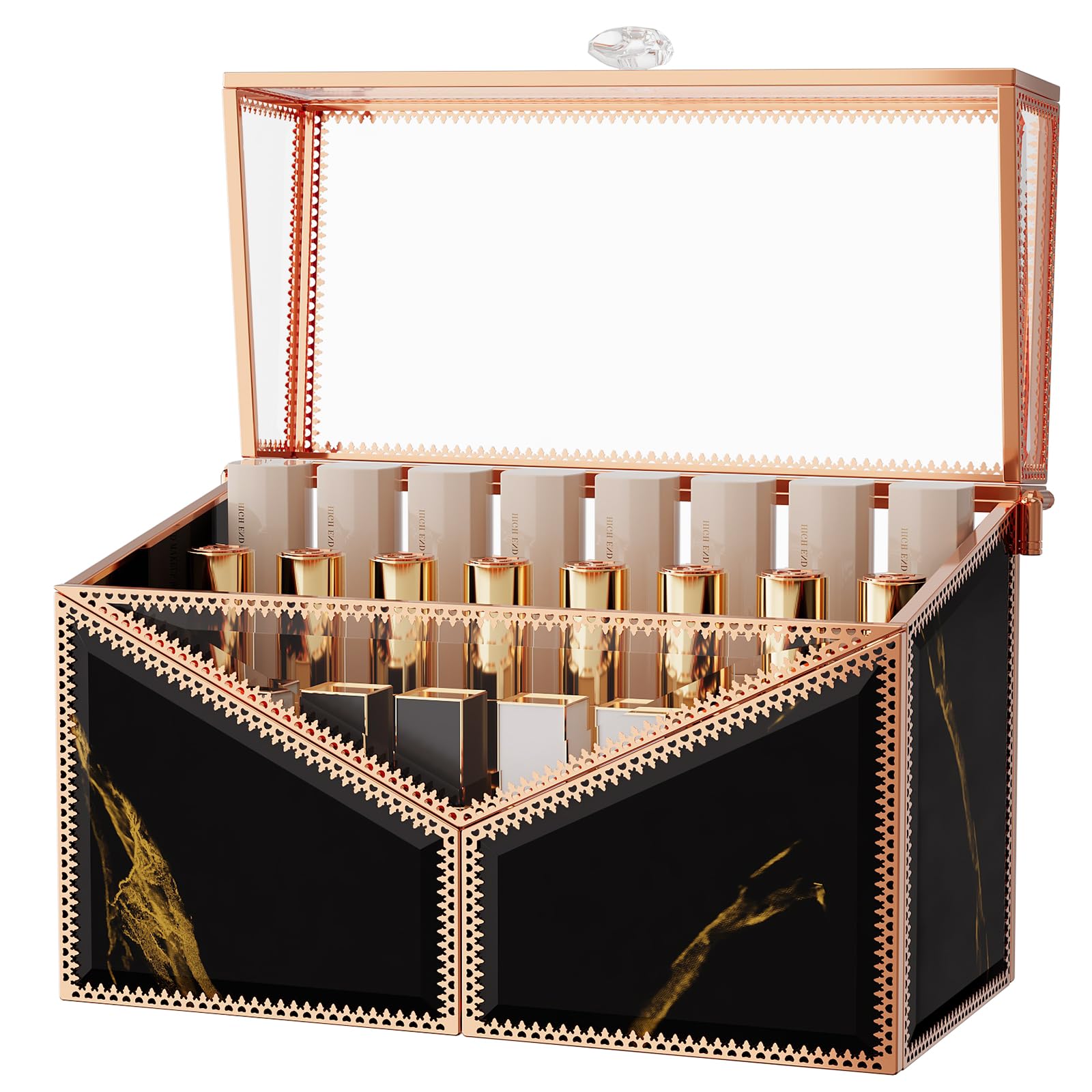 Youdepot Lipstick Organizer Lipstick Holder - 24 Spaces, Tempered Glass Lip Gloss and Perfume Organizer,Vanity Lipstick Holder a