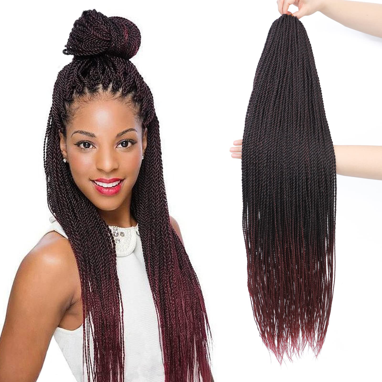 Nayoo Crochet Hair Senegalese Twist 28 Inch 8 Packs Small Crochet Hair For Braiding, 35 Strands/Pack Crochet Braids Hair For Bla