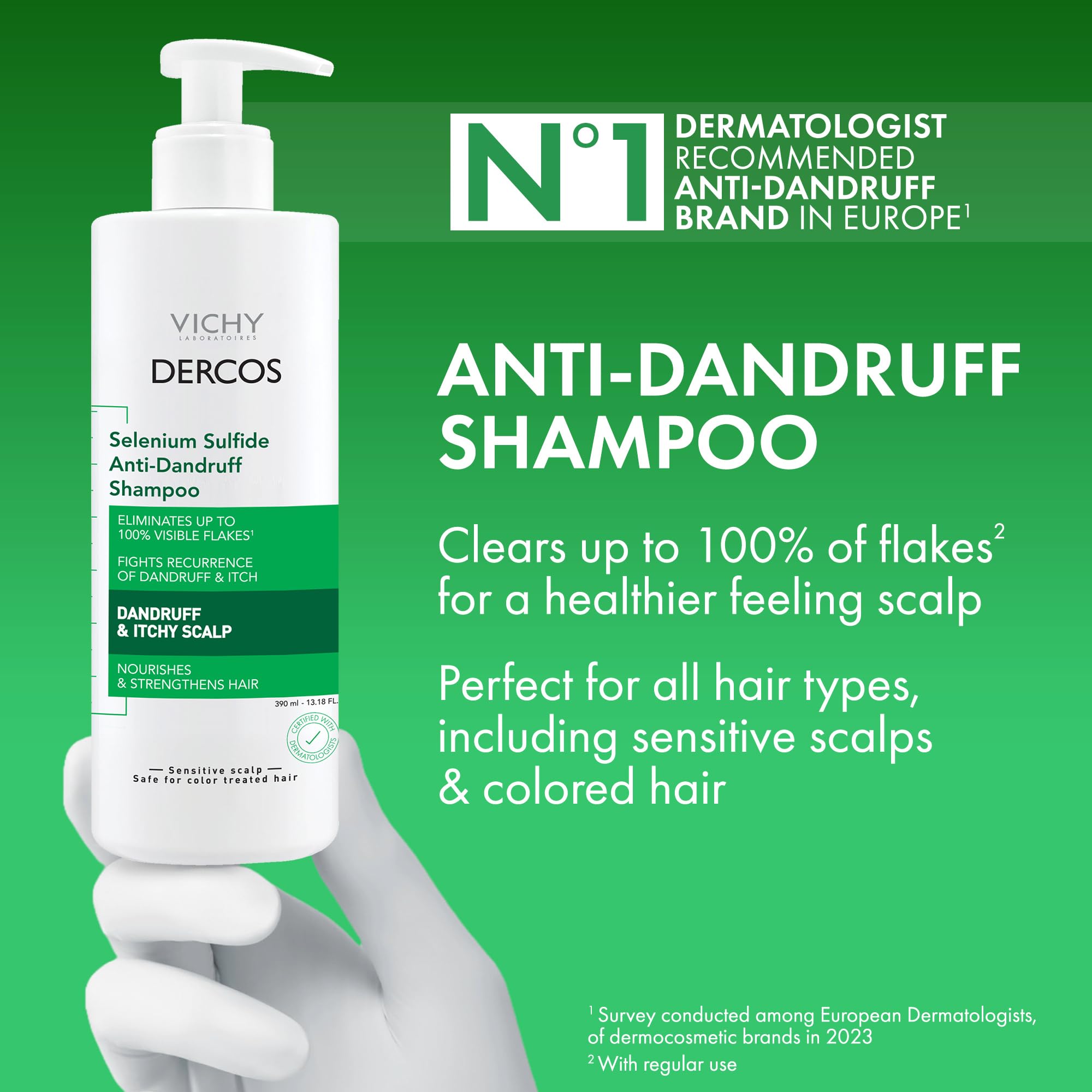 Dercos Anti Dandruff Shampoo - Dry Scalp Treatment & Itch Relief, 13.8 Fl Oz