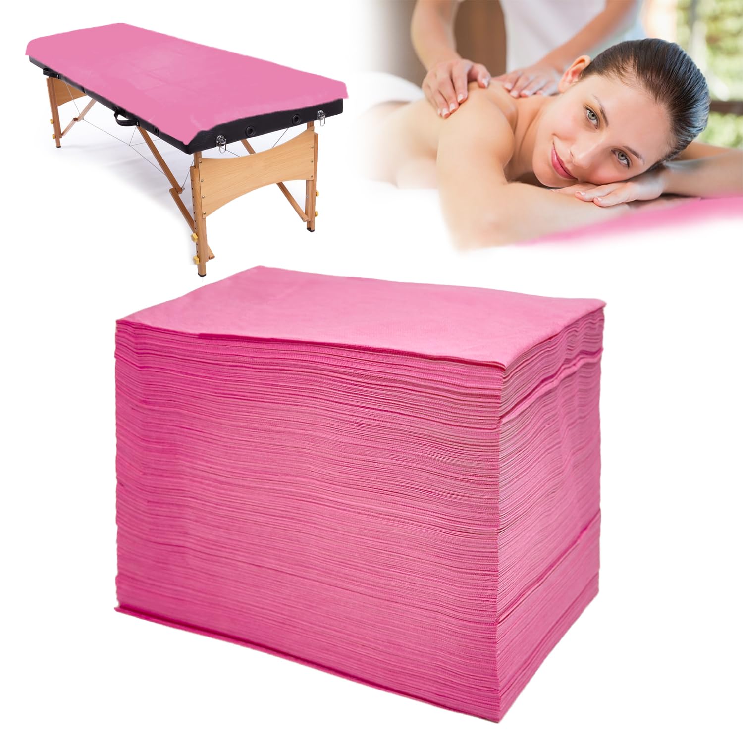 100Pcs Disposable Massage Table Sheets 31'' X 71'' Non-Woven Fabric Disposable Bed Sheets Spa Bed Cover Breathable Oil-Waterproo