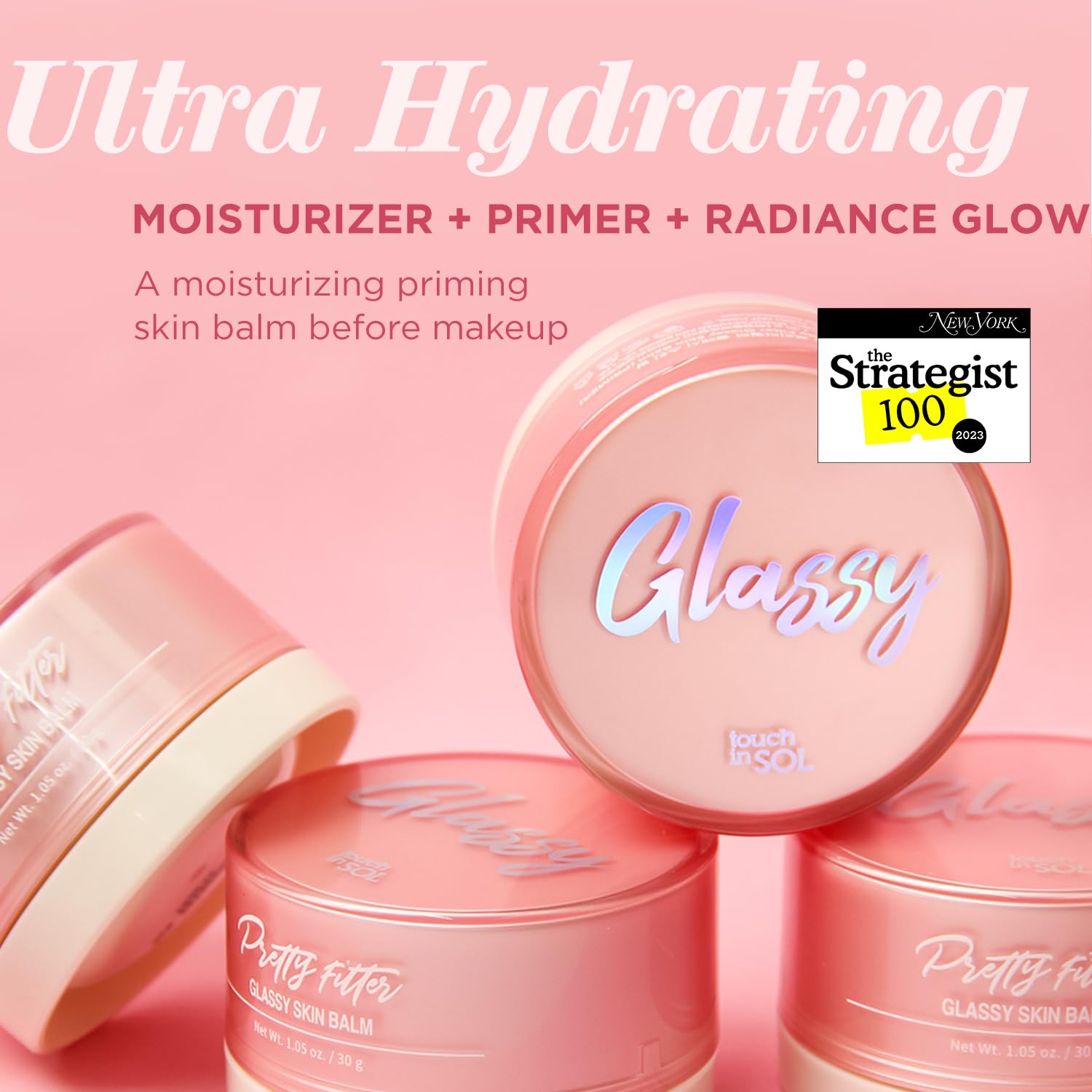Touch In Sol Pretty Filter Glassy Skin Balm Primer 1.05 Oz. - Skin Smooth Moisturizing Primer Before Makeup - Natural Glow Face